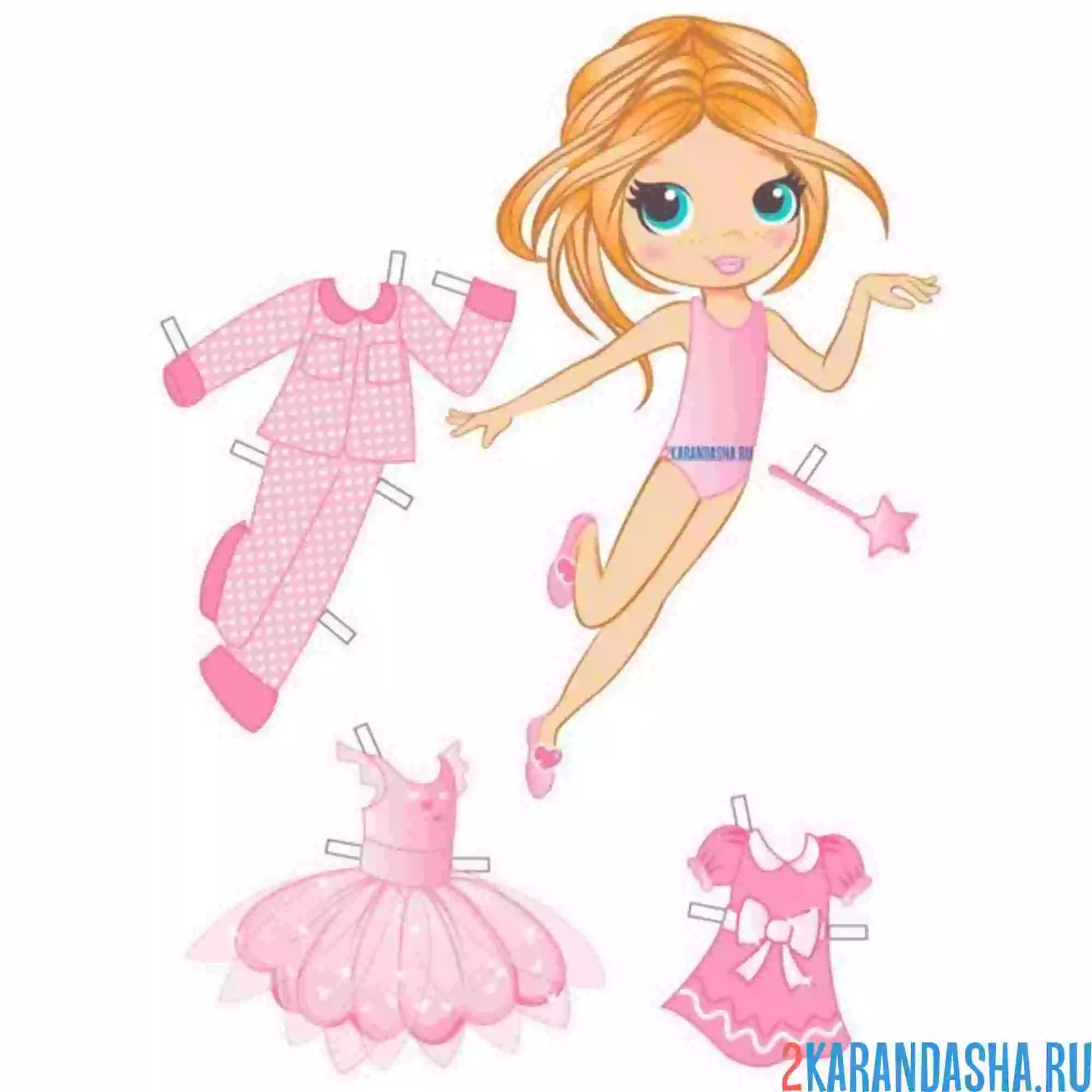 Раскраска цветная бумажная фея с одеждой