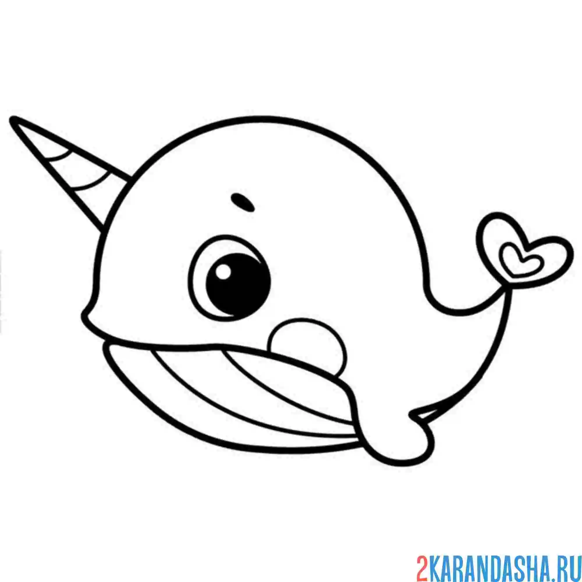 Раскраска легкая раскраска кит-единорог
