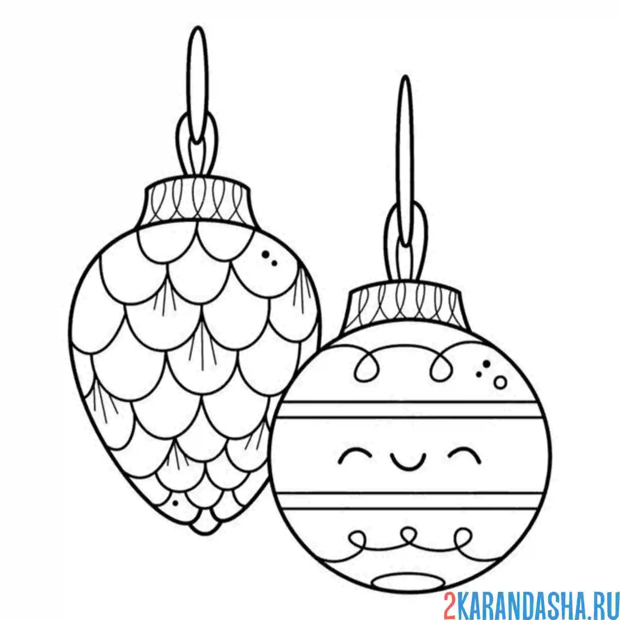 Раскраска простая раскраска новогодние игрушки