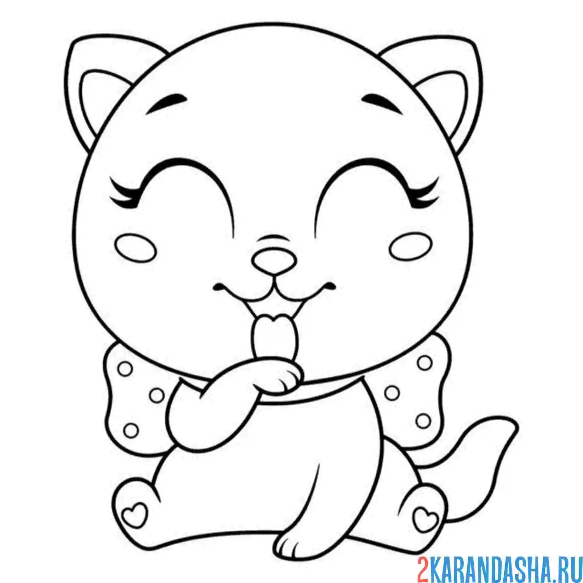 Раскраска простая раскраска милый котик