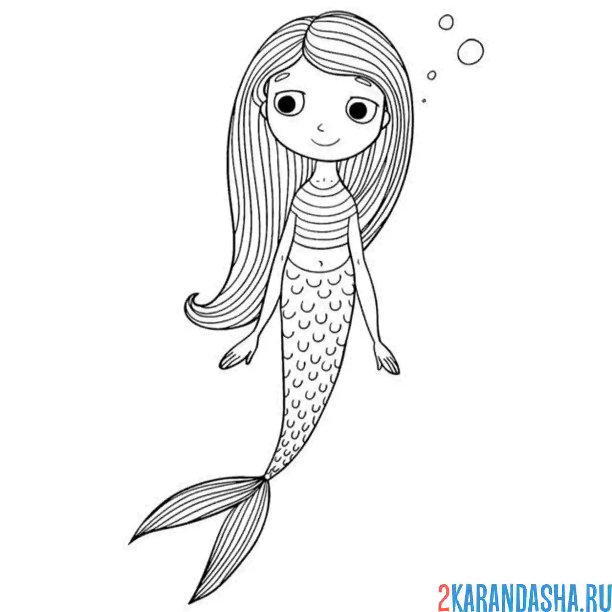 Раскраска девочка русалка