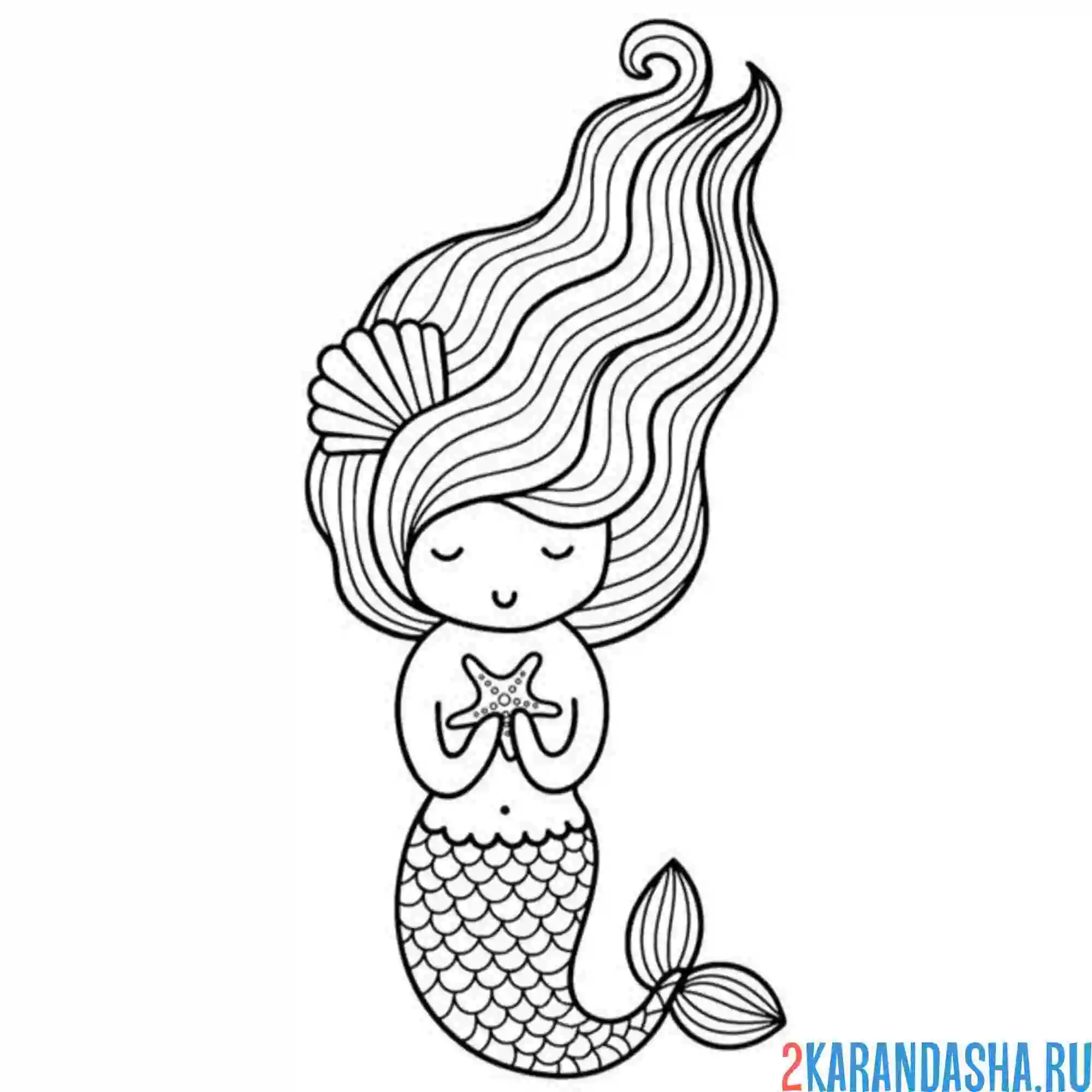 Раскраска русалка и рыбий хвостик