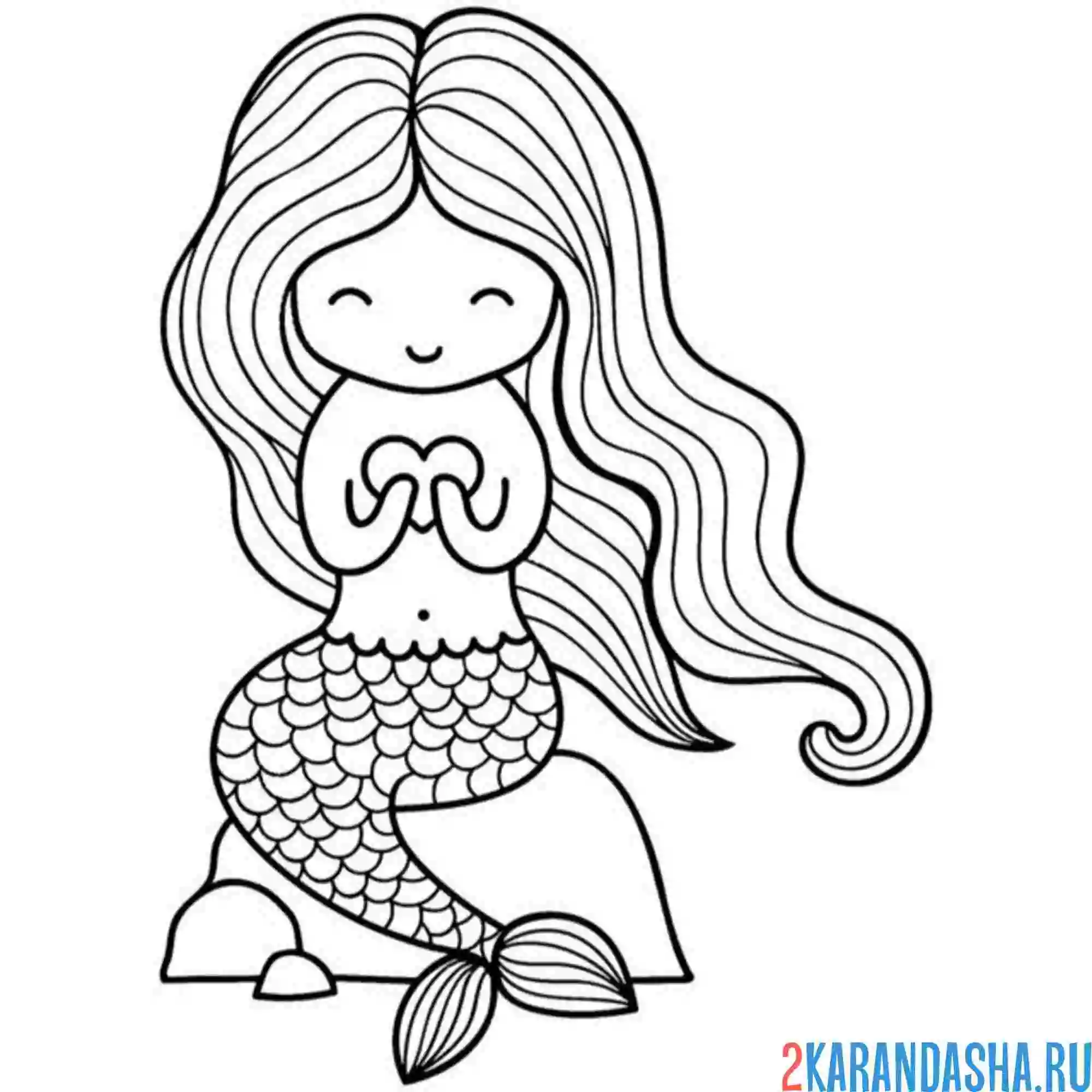 Раскраска русалка с сердечком