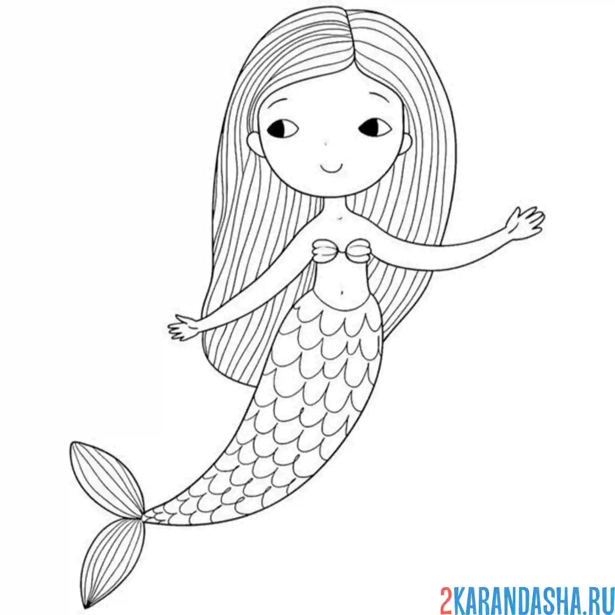 Раскраска русалка простая