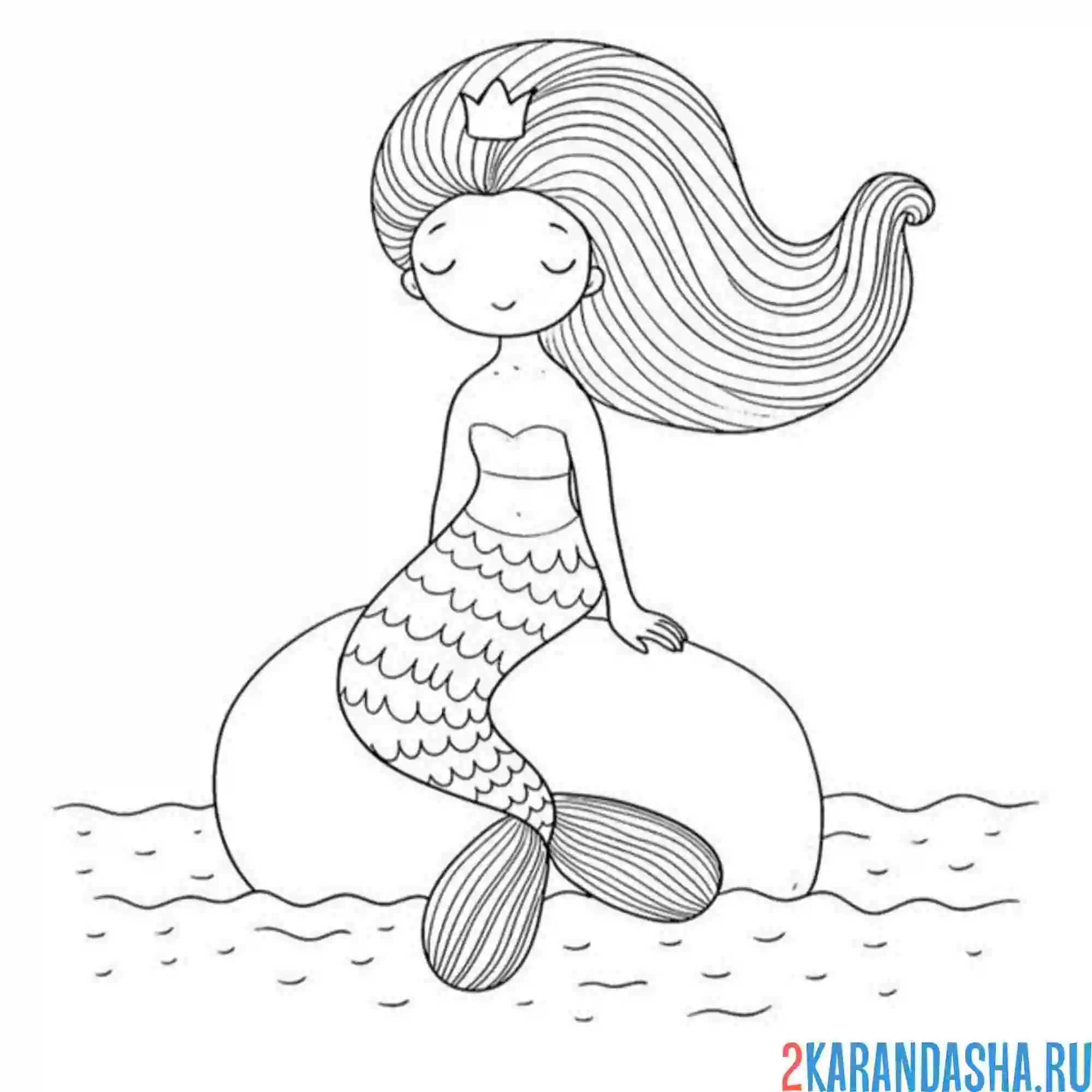 Раскраска русалка на камне