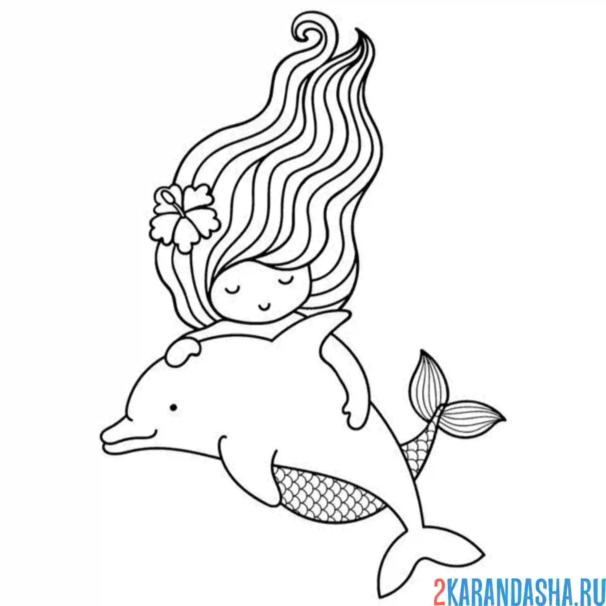 Раскраска дельфин и русалка