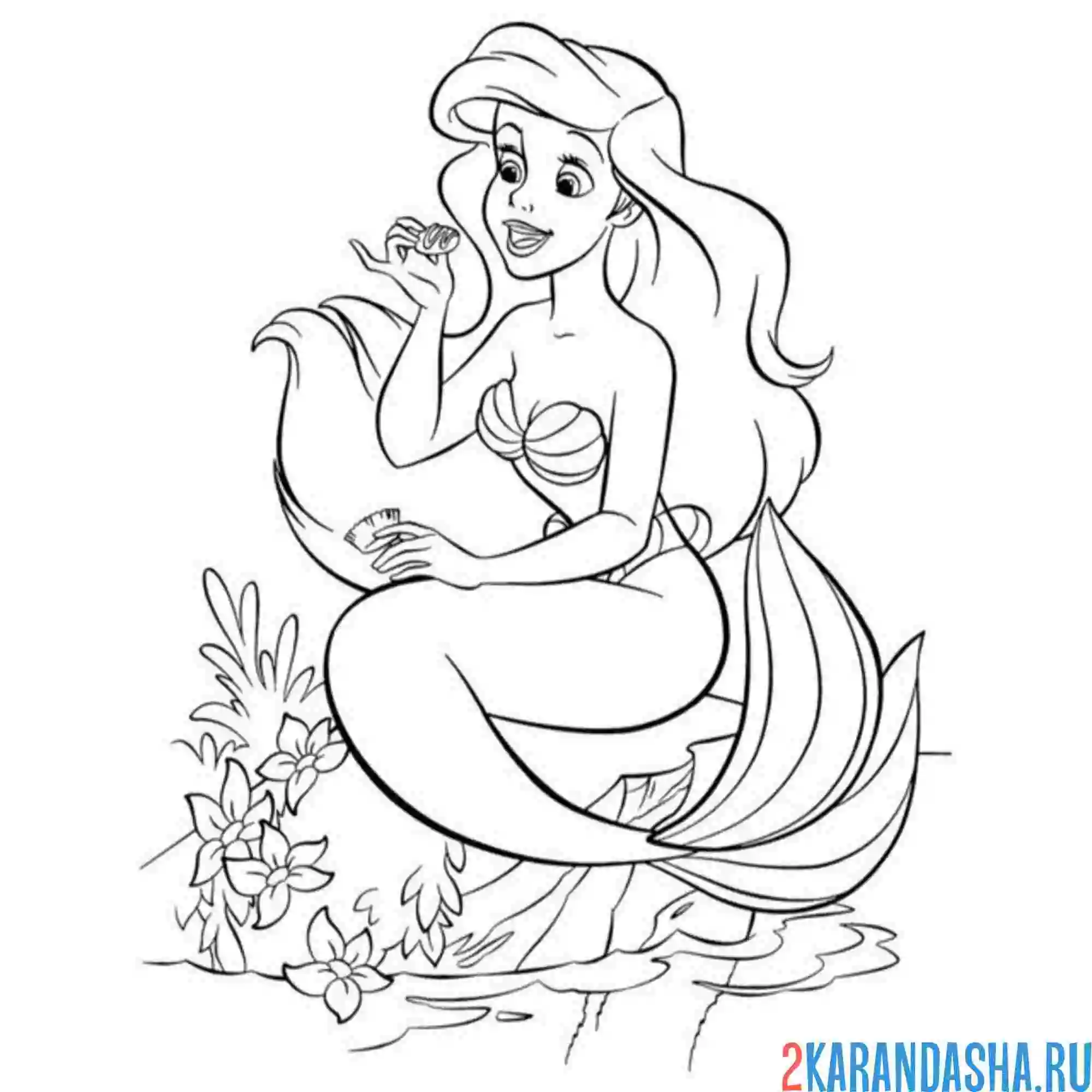 Раскраска ариэль ест печеньку