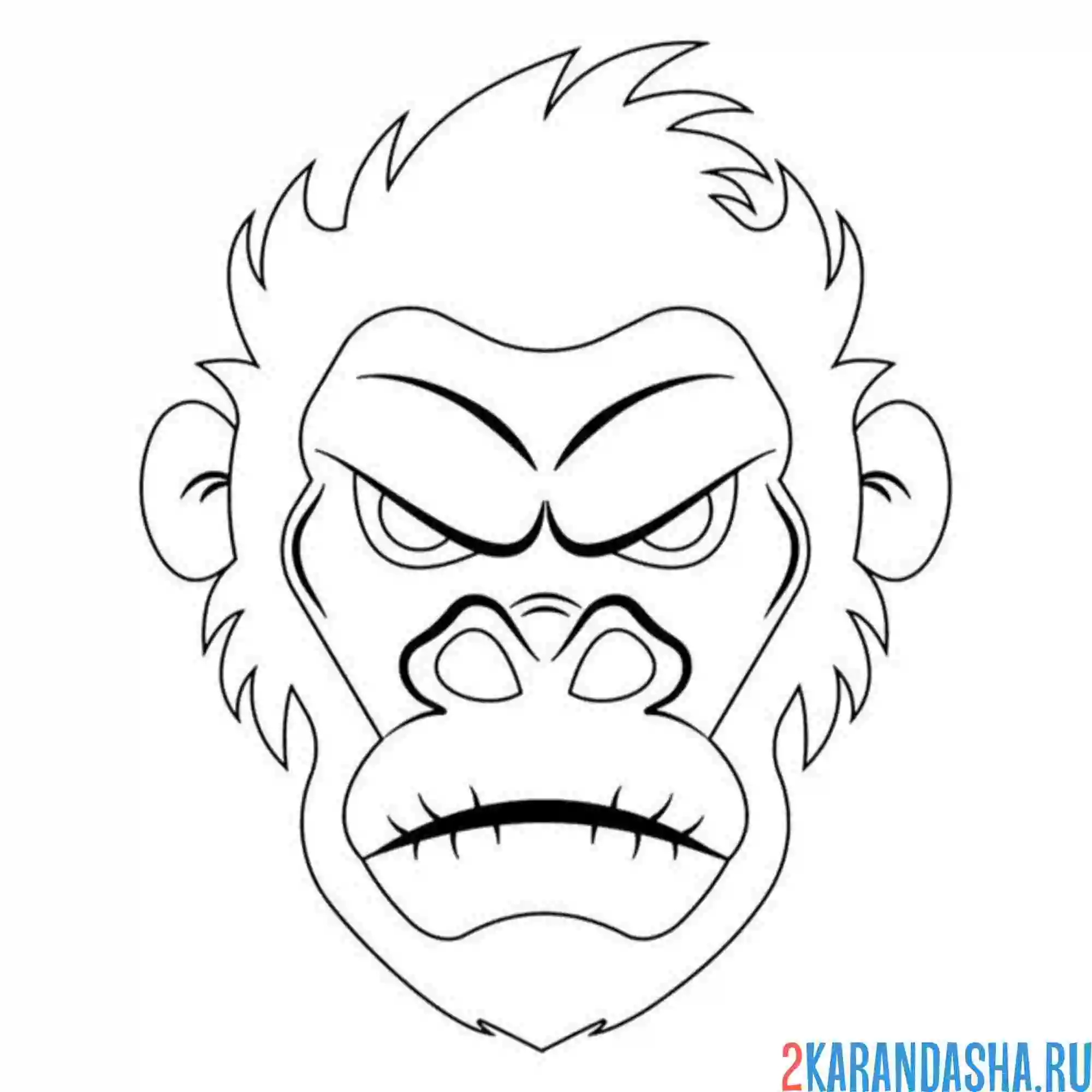 Раскраска морда гориллы