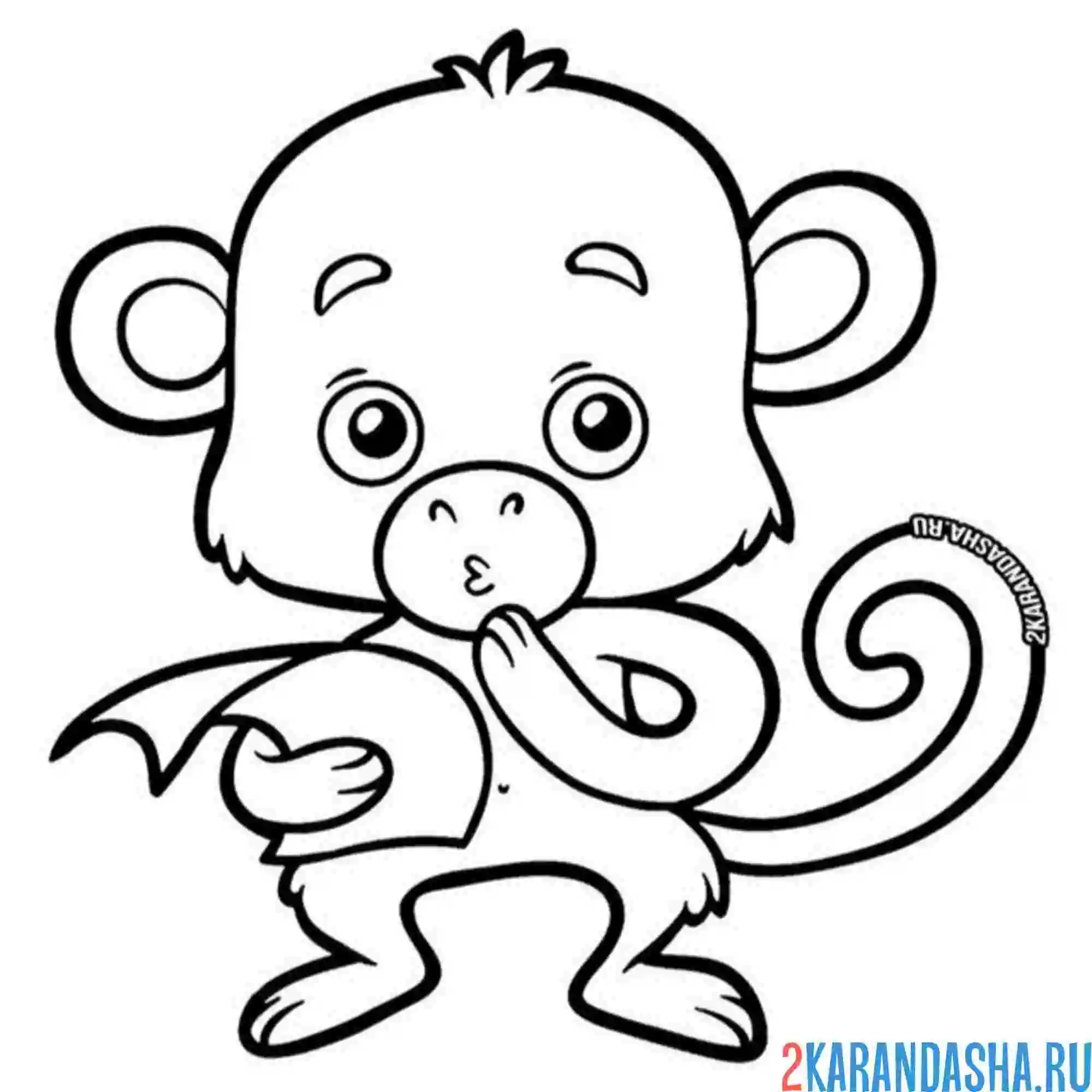 Раскраска обезьянка с листком