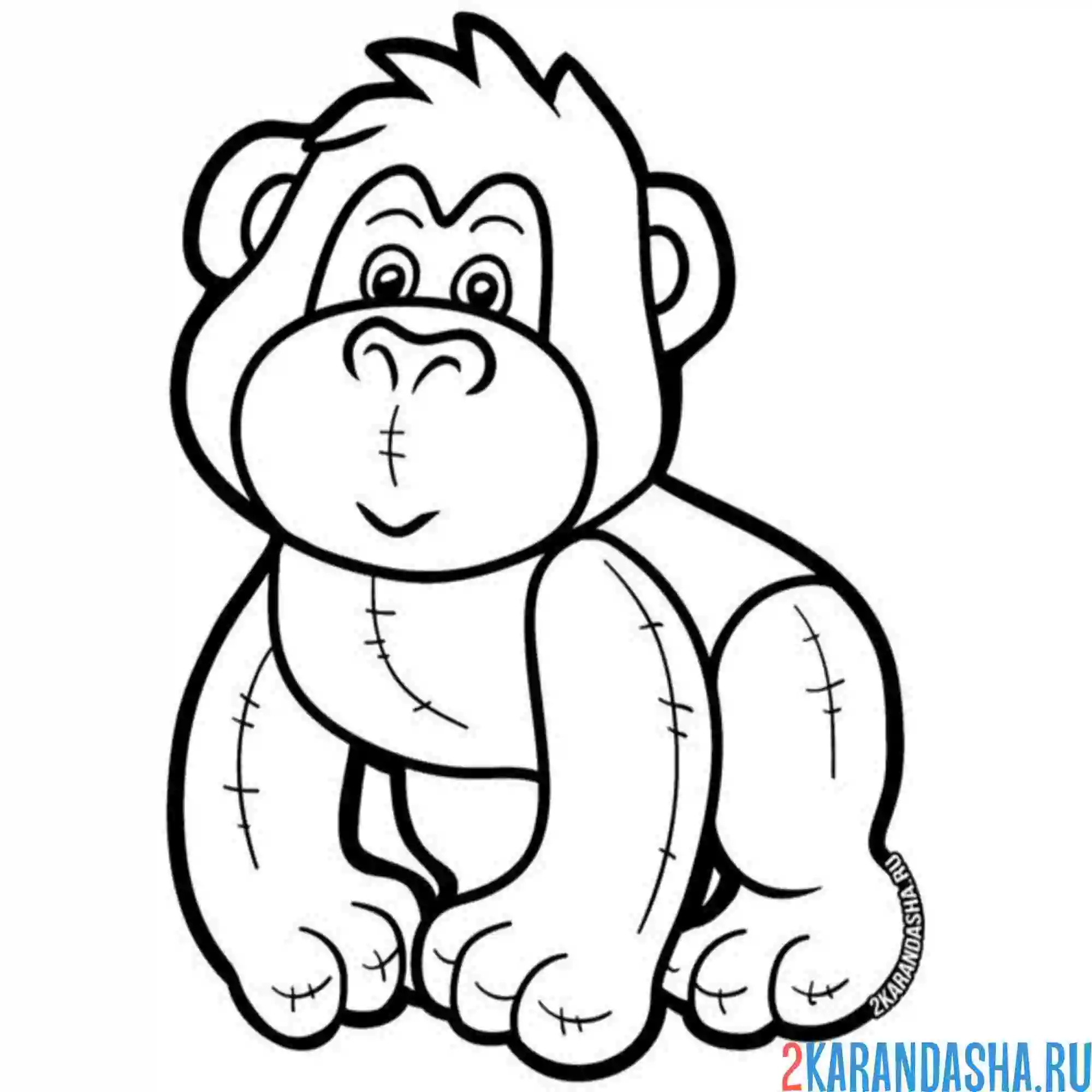 Раскраска обезьянка маленькая горилла