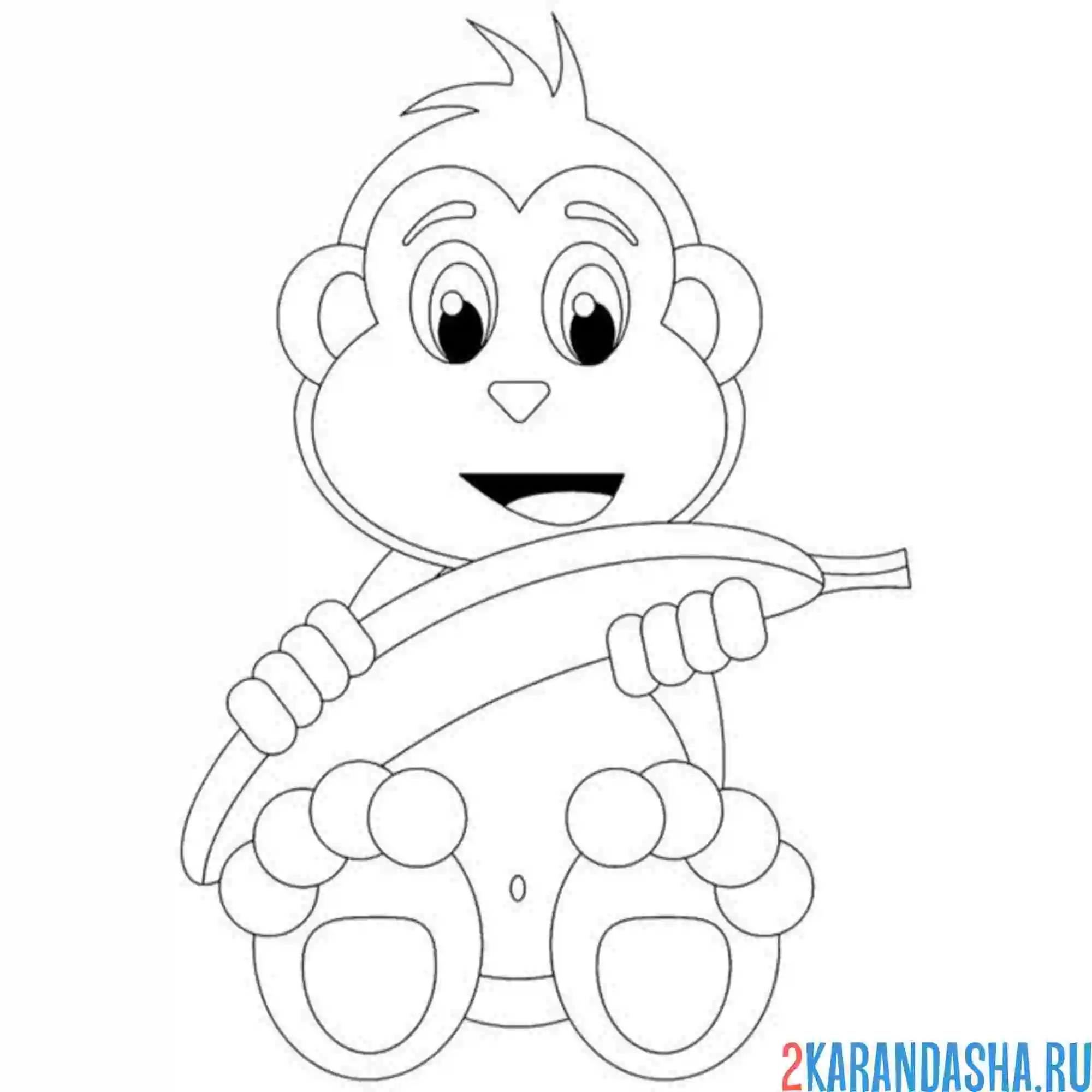 Раскраска обезьянка нашла банан