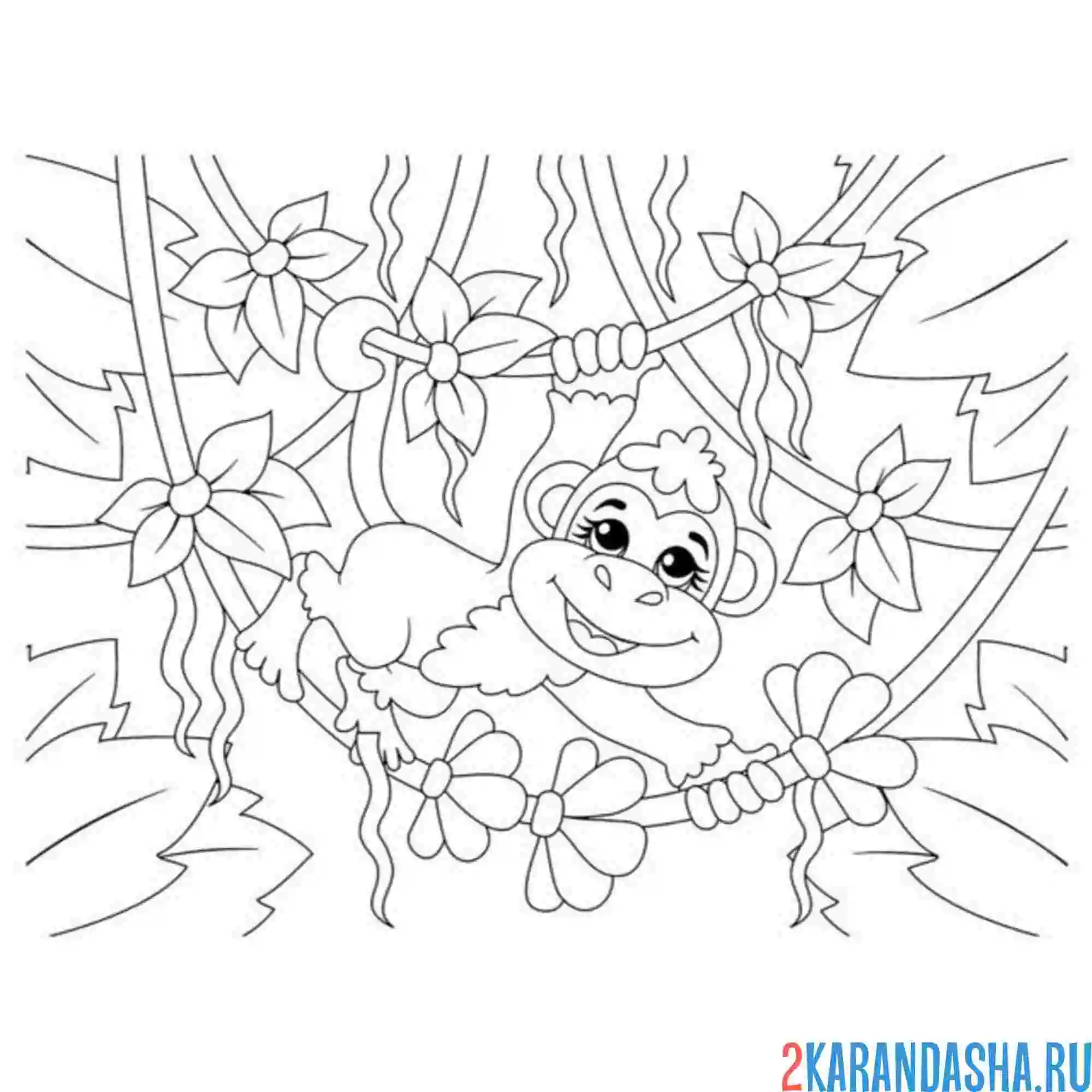 Раскраска ловкая обезьянка