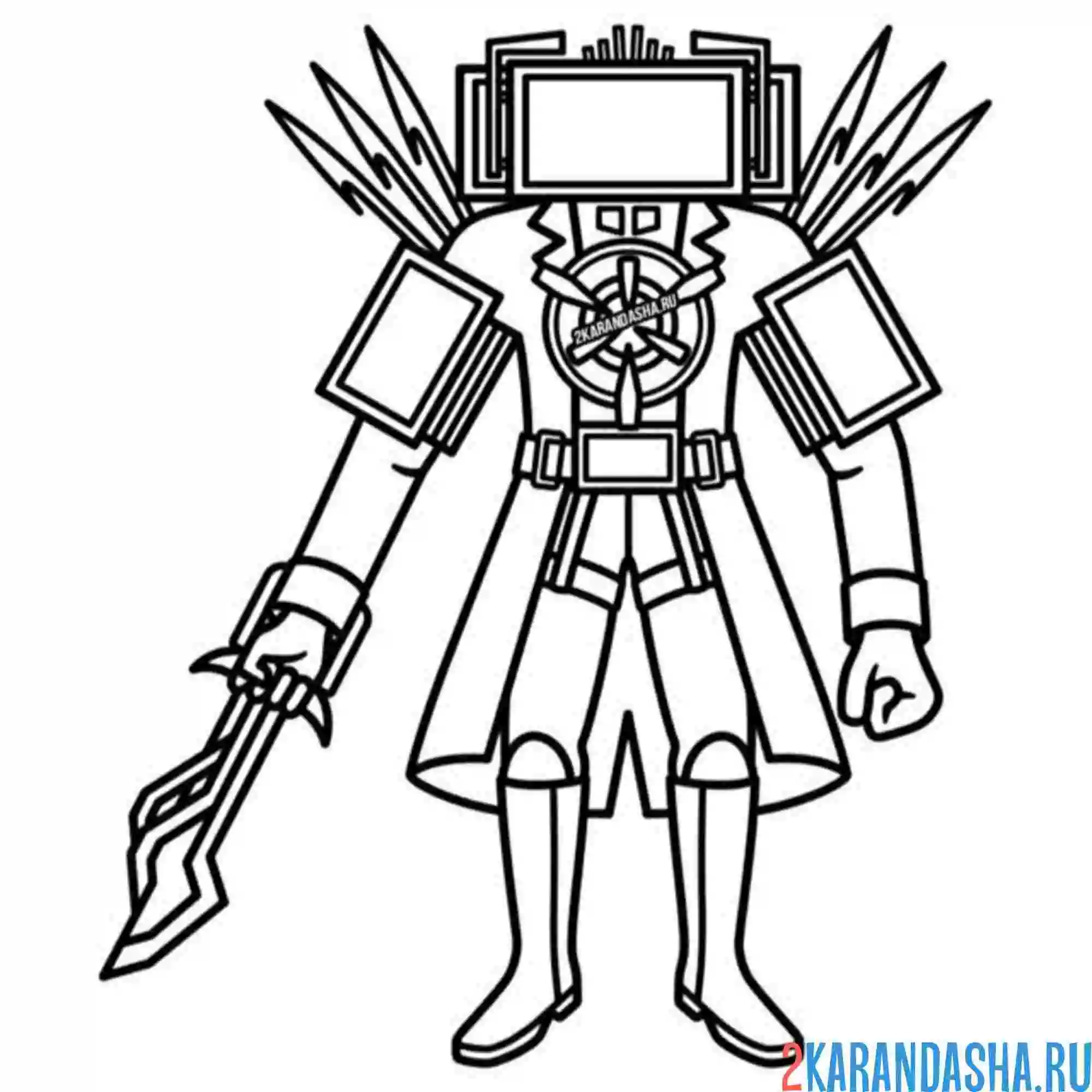 Раскраска скибиди титан тв-мен