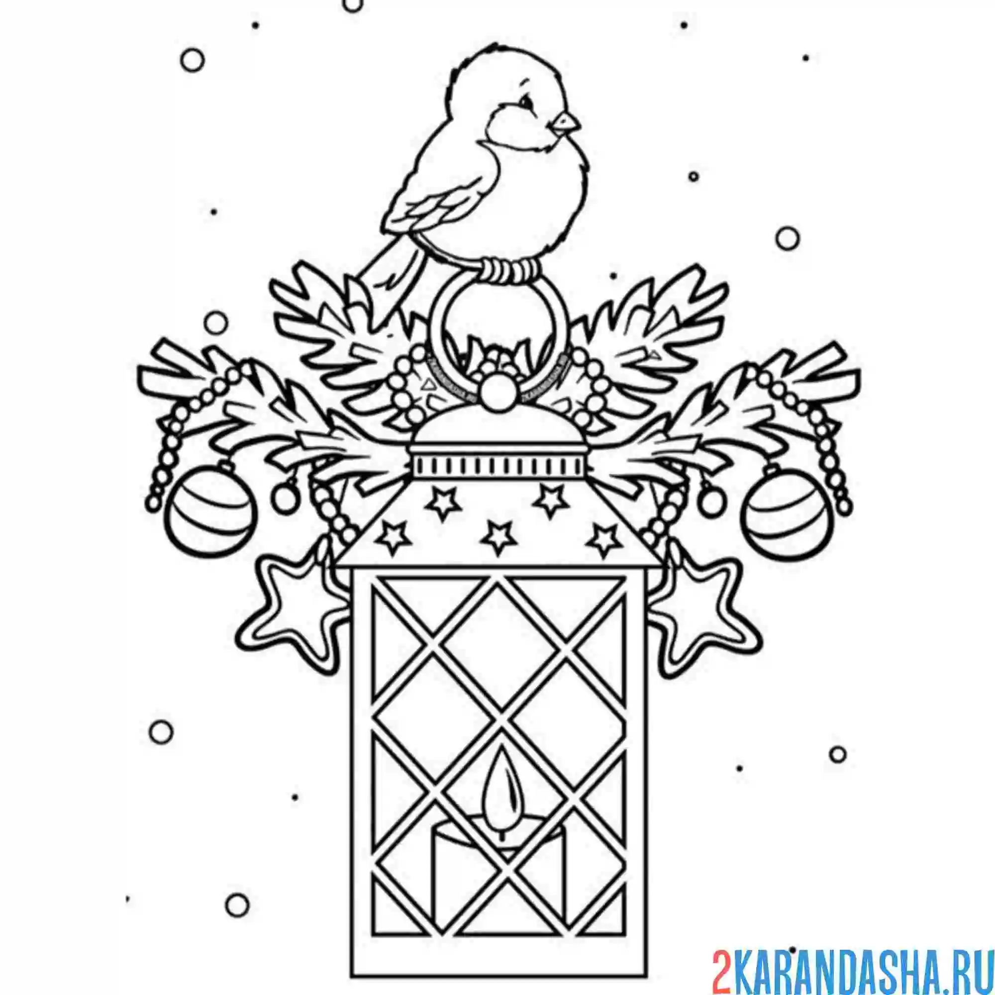 Раскраска снегирь новогодний праздник