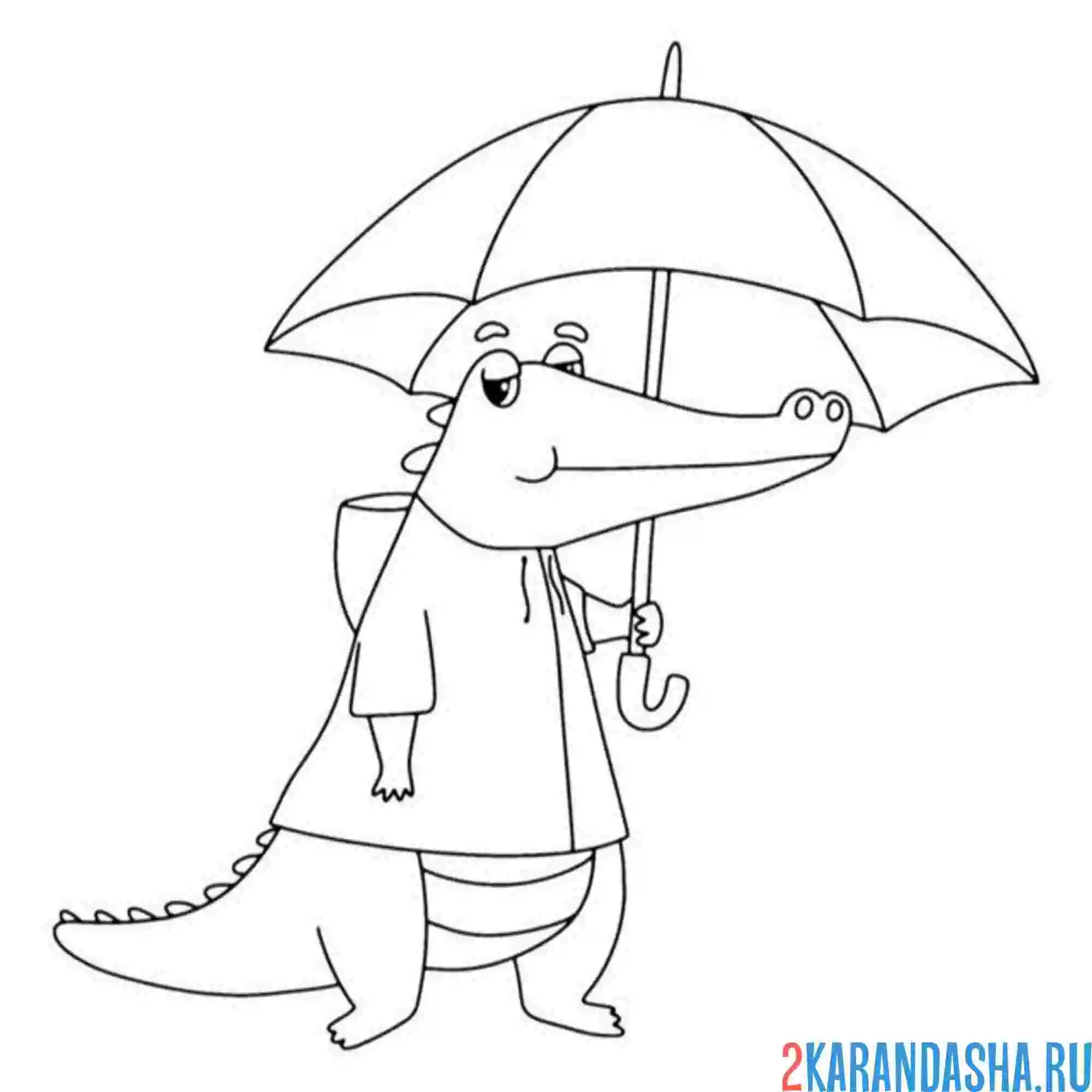 Раскраска крокодил и зонт
