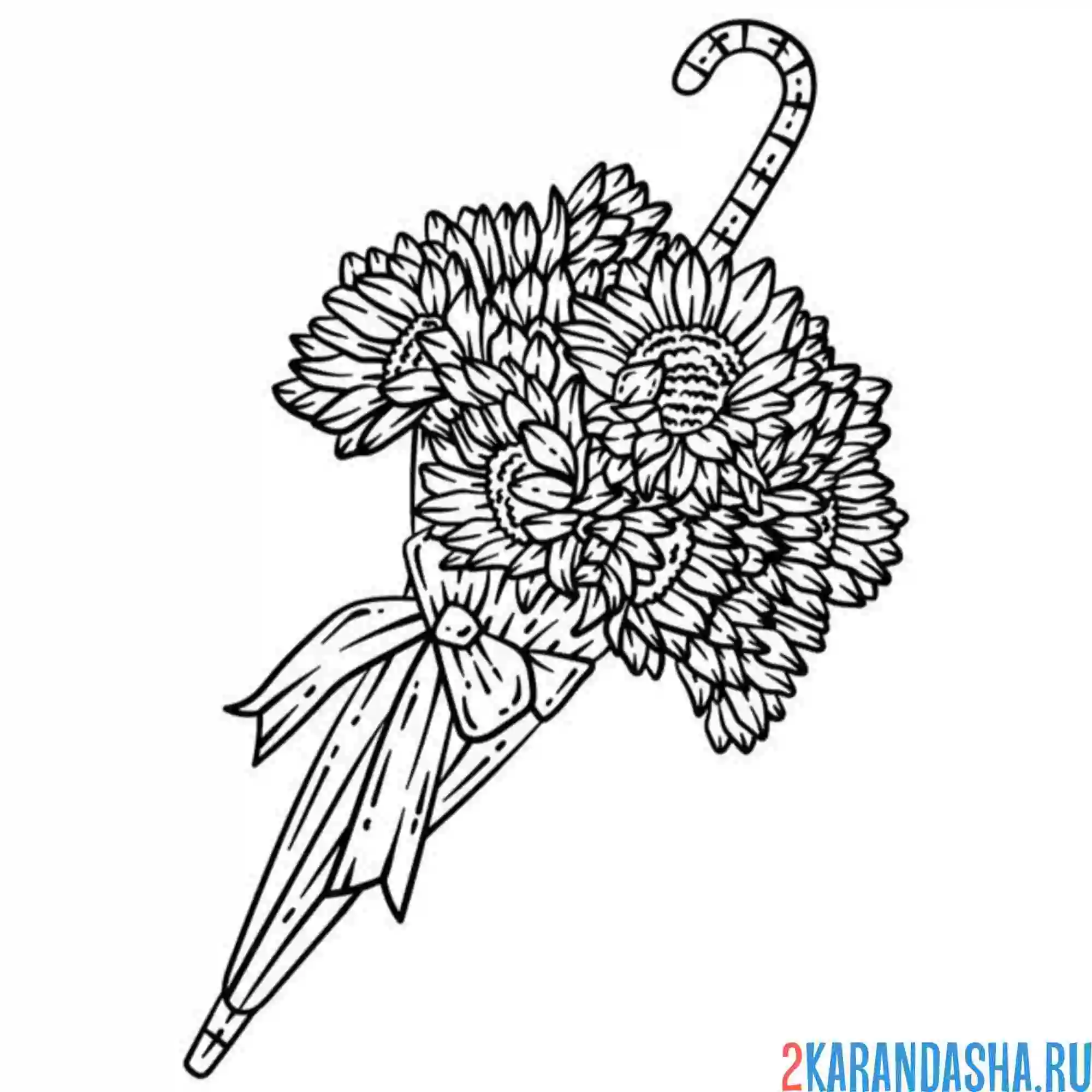 Раскраска зонт с цветами