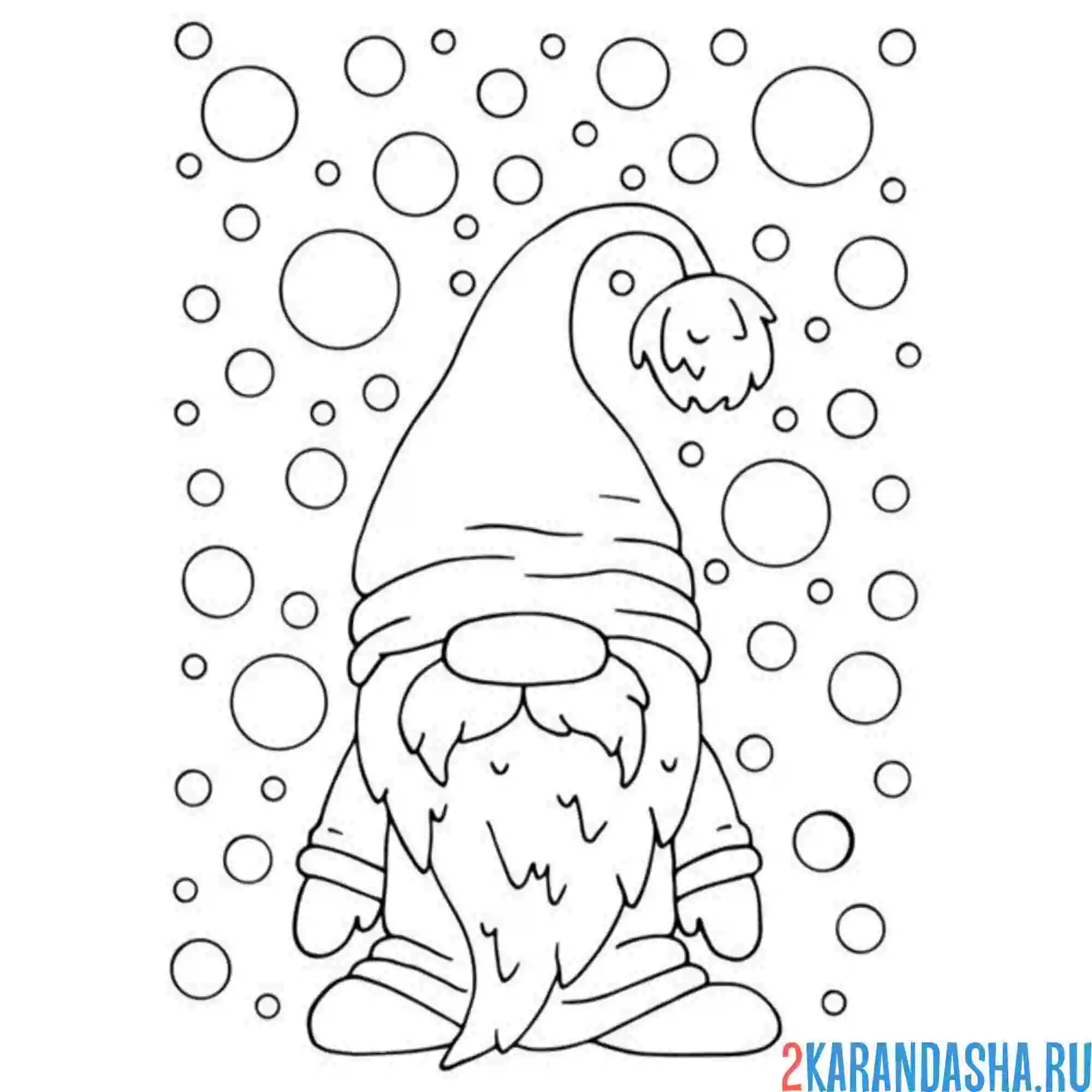 Раскраска гном и снег