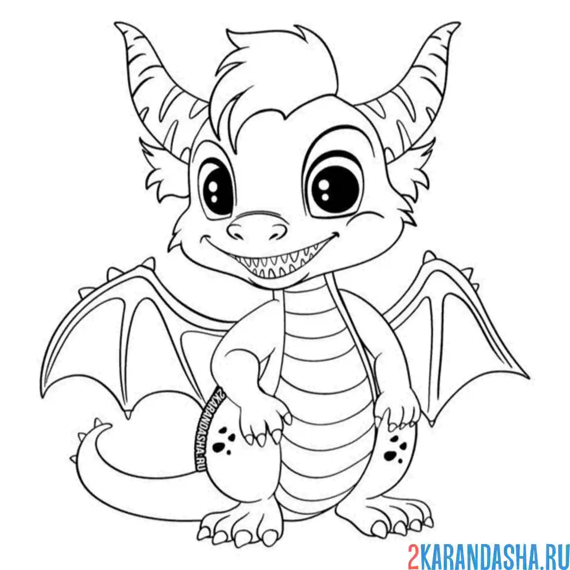 Раскраска милашка дракончик