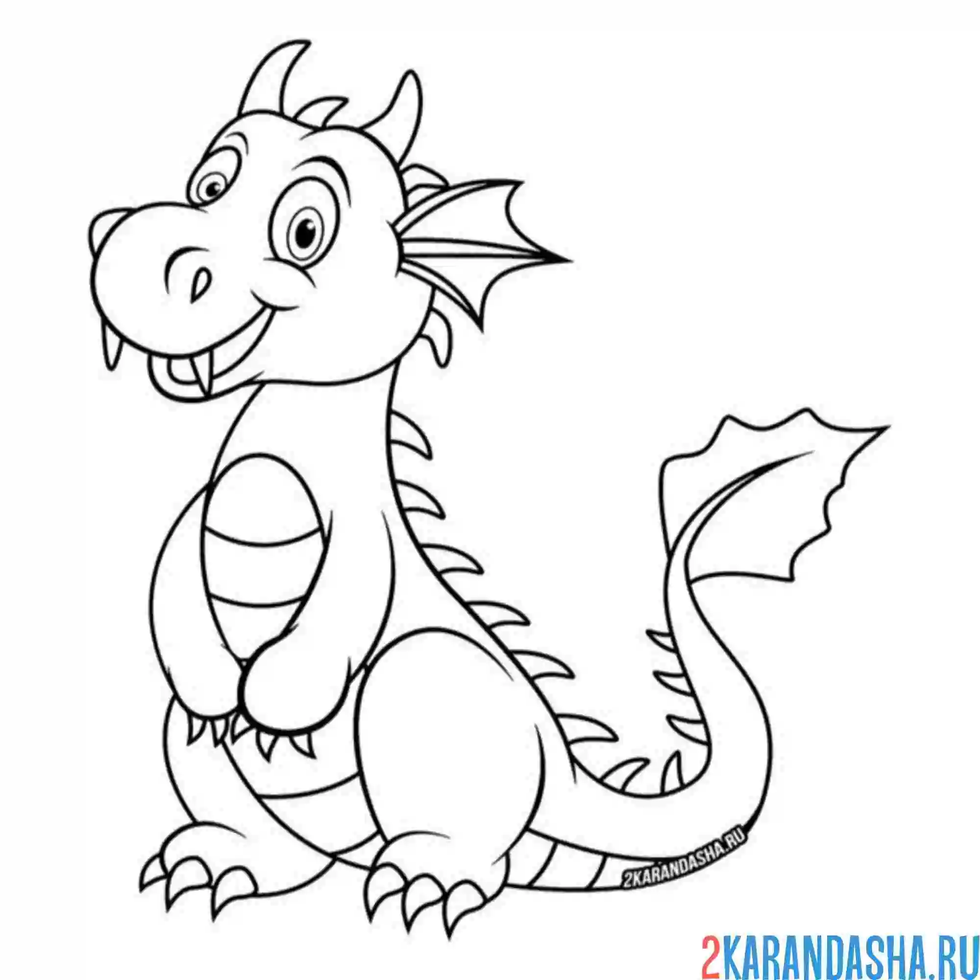 Раскраска хорошенький дракон 2024