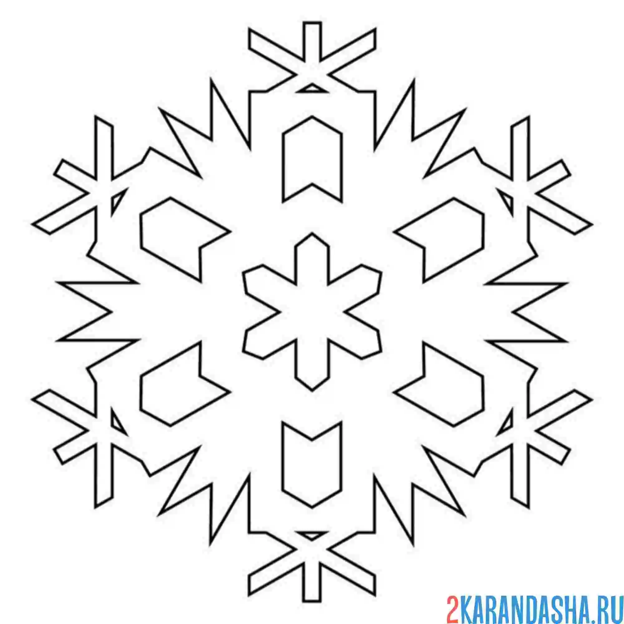 Раскраска снежинка для вырезания