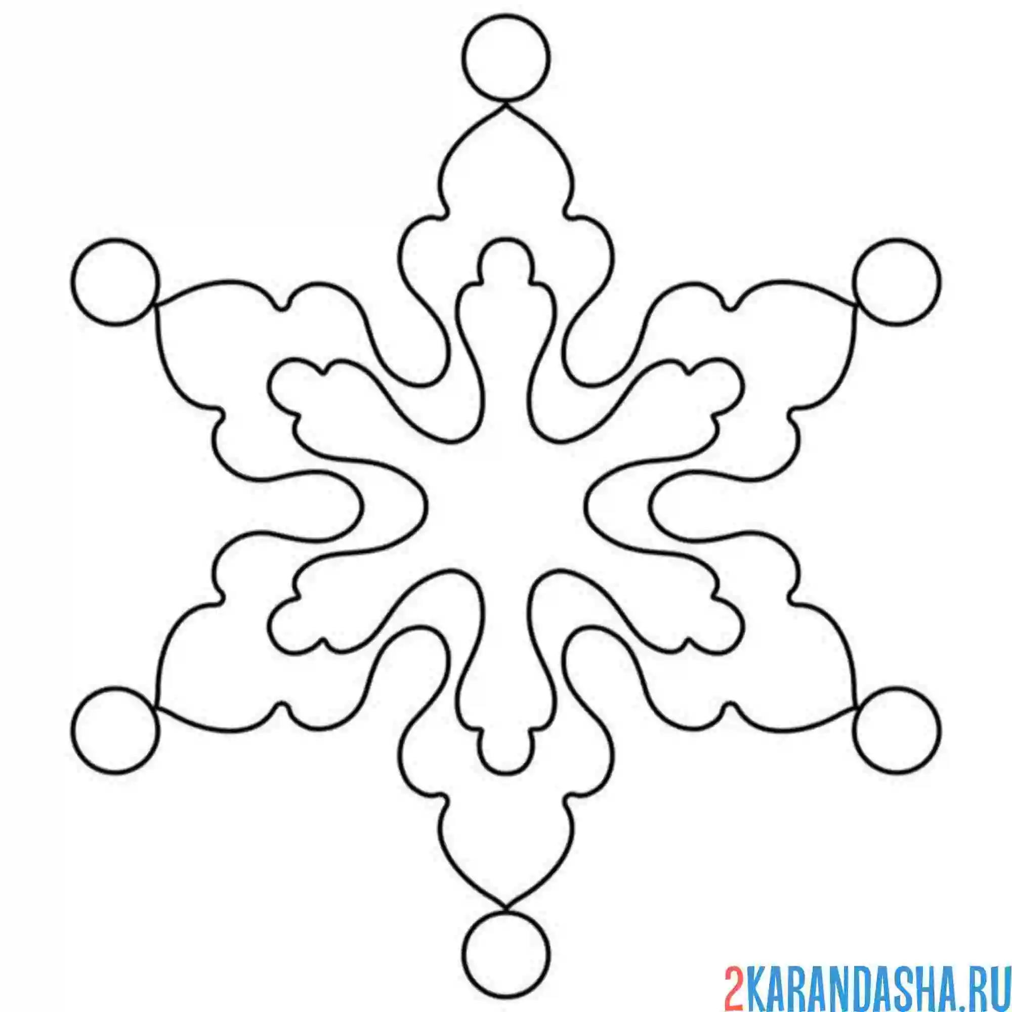 Раскраска простая снежинка шаблон