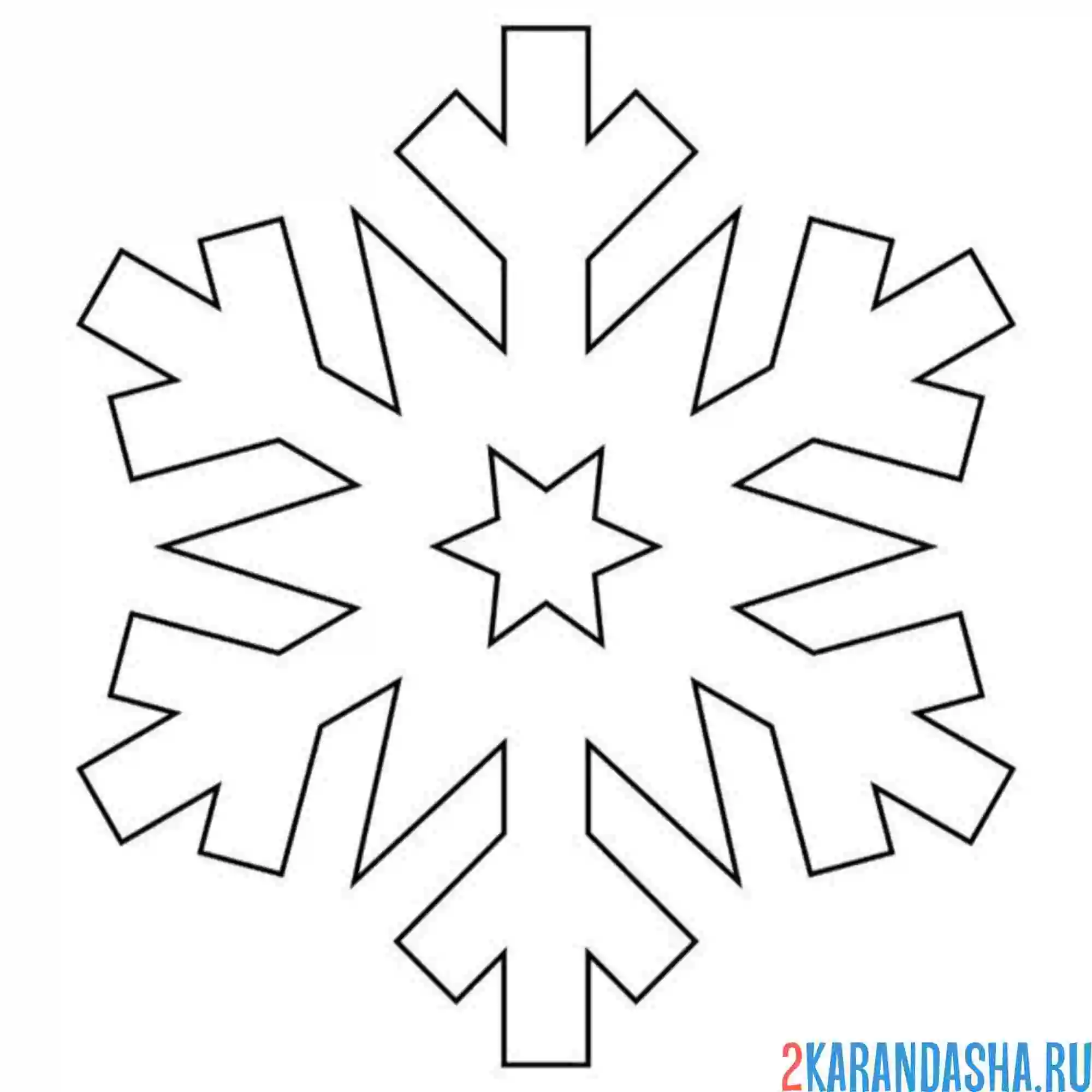 Раскраска простая снежинка для вырезания