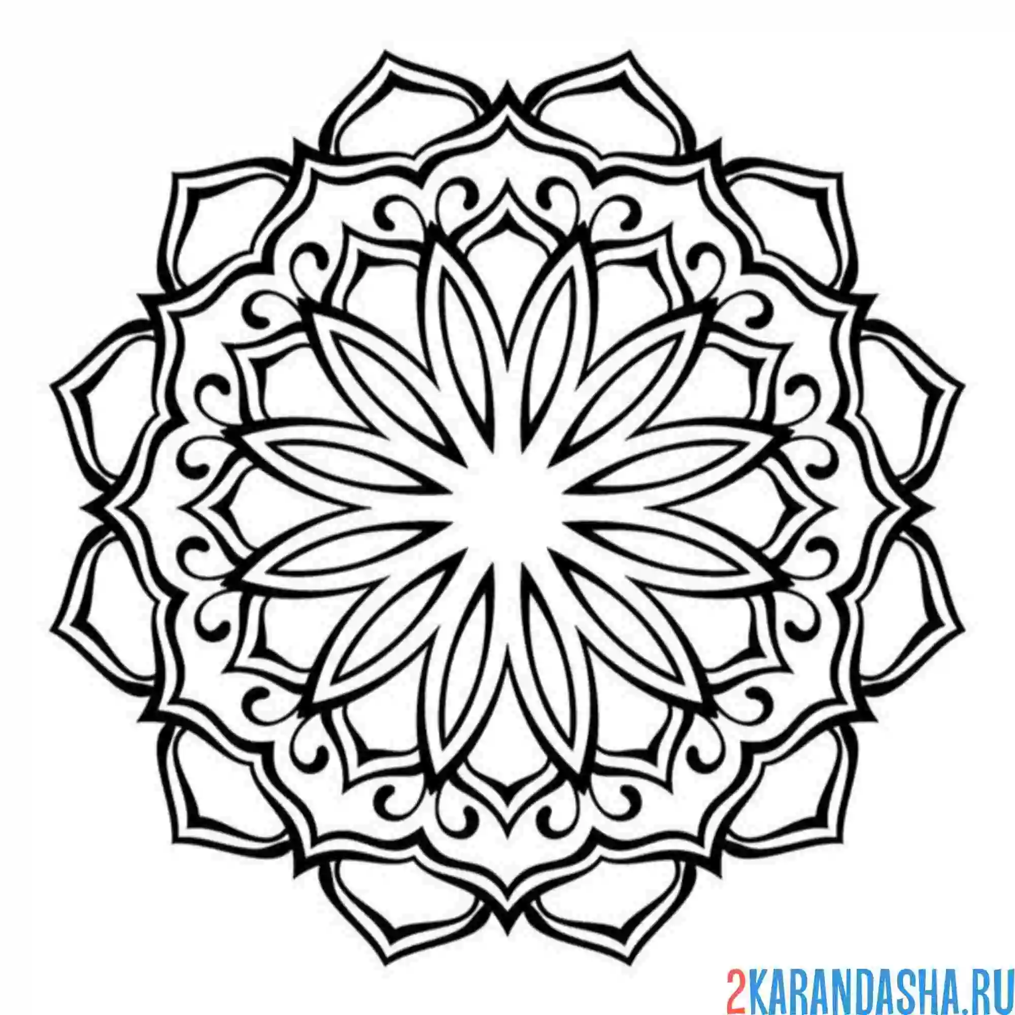 Раскраска снежинка мандала