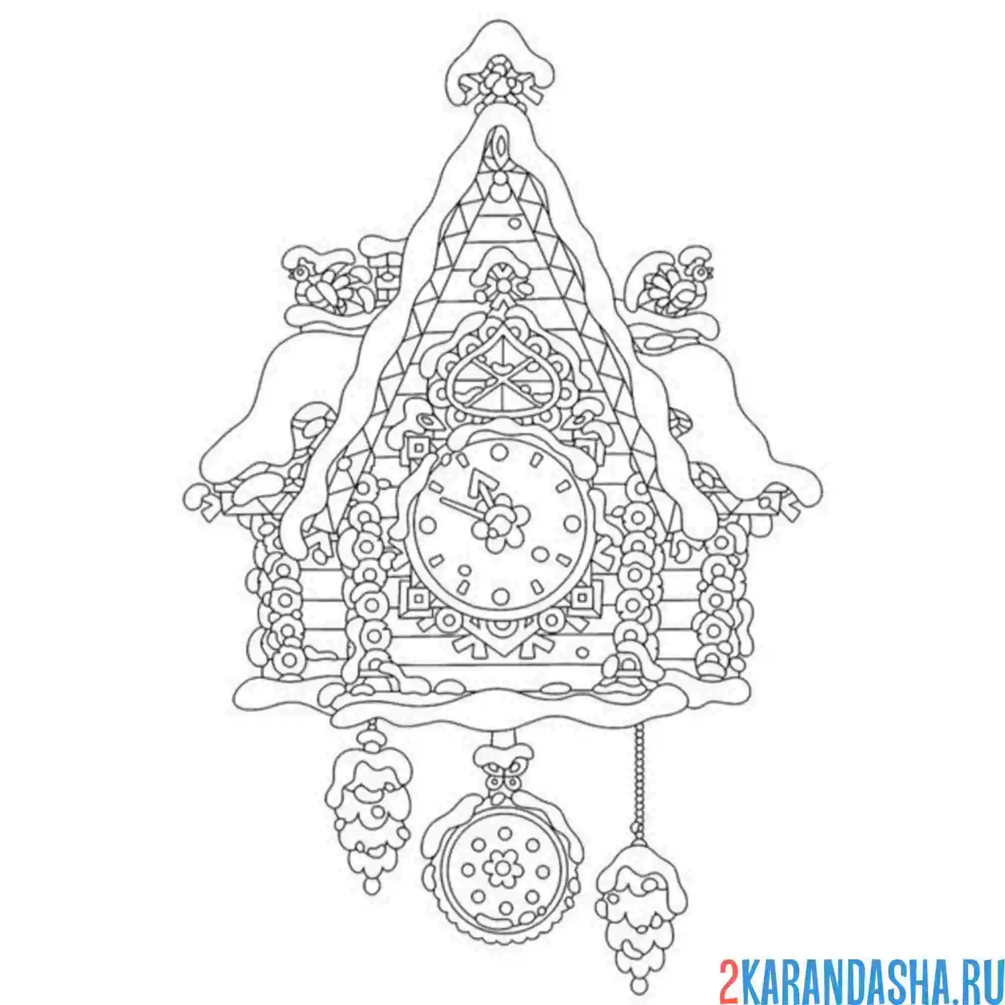 Раскраска настенные часы в снегу