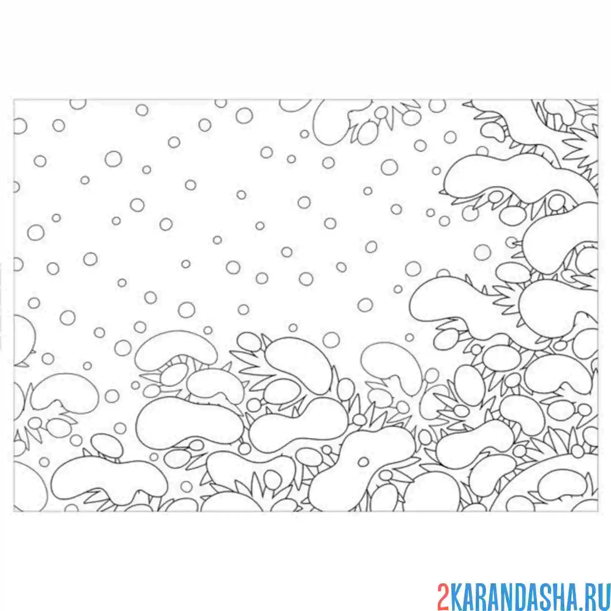 Раскраска снег идет в лесу