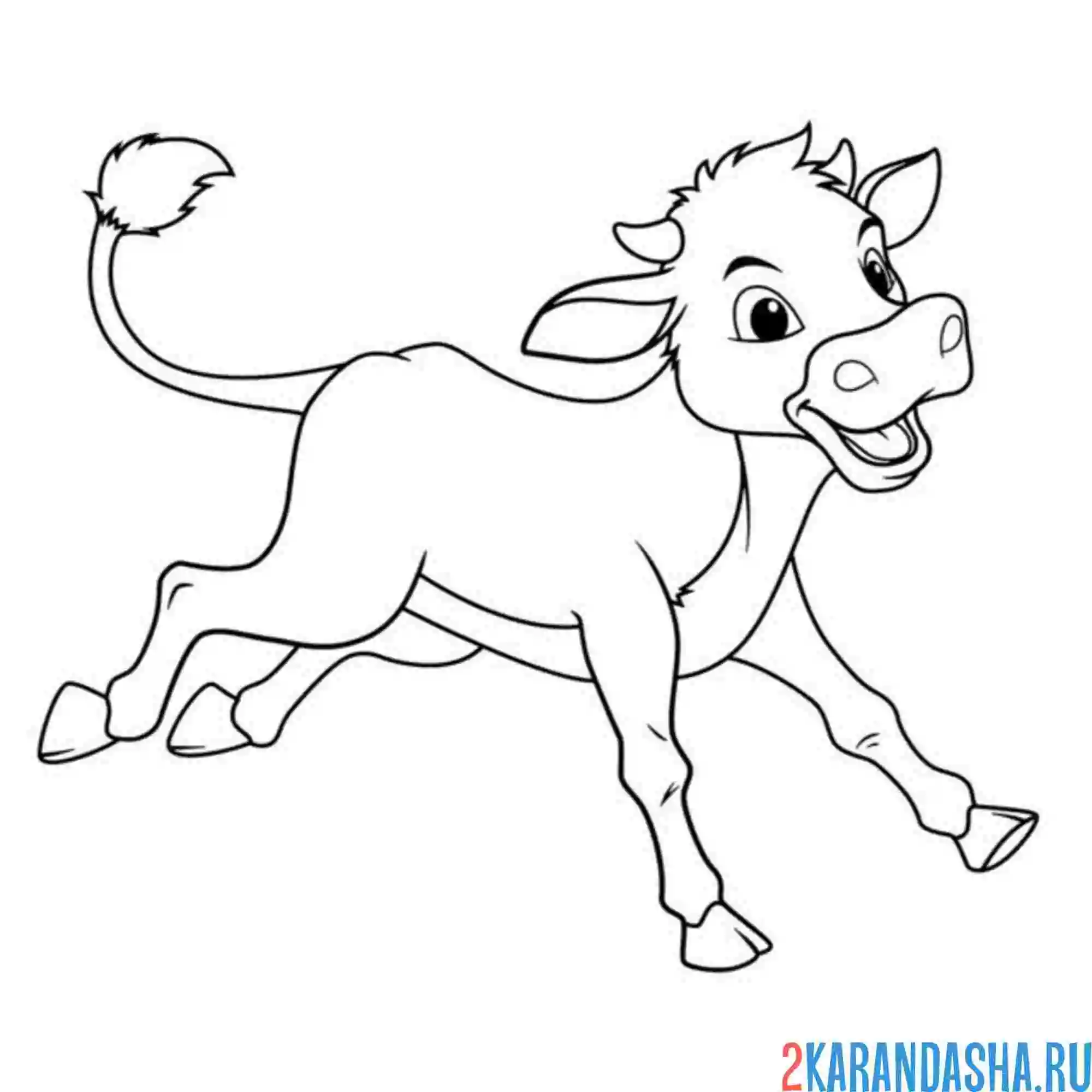 Раскраска бычок скачет