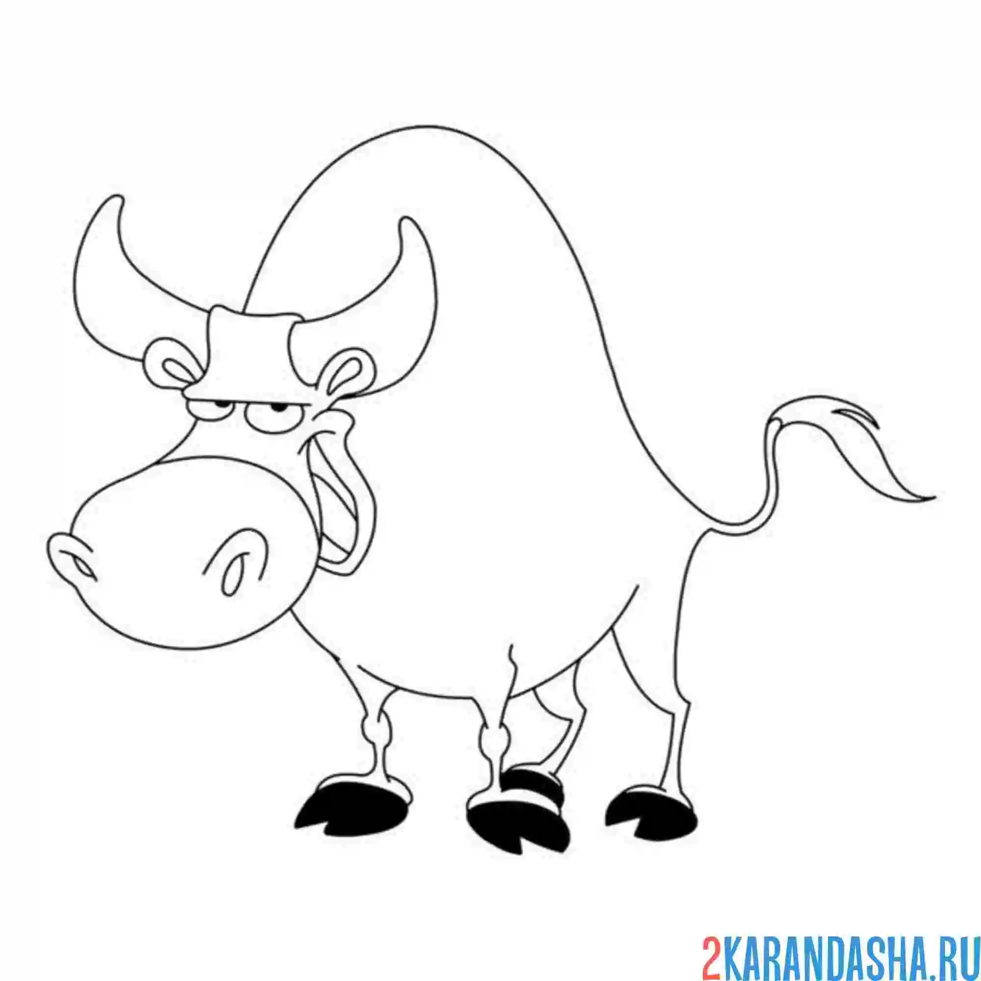 Раскраска смешной бык