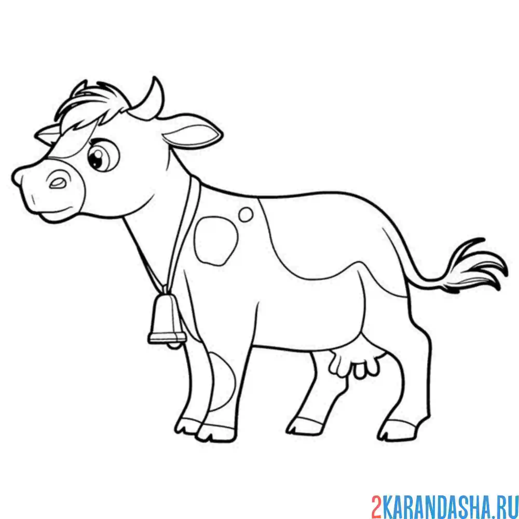 Раскраска коровка с колокольчиком