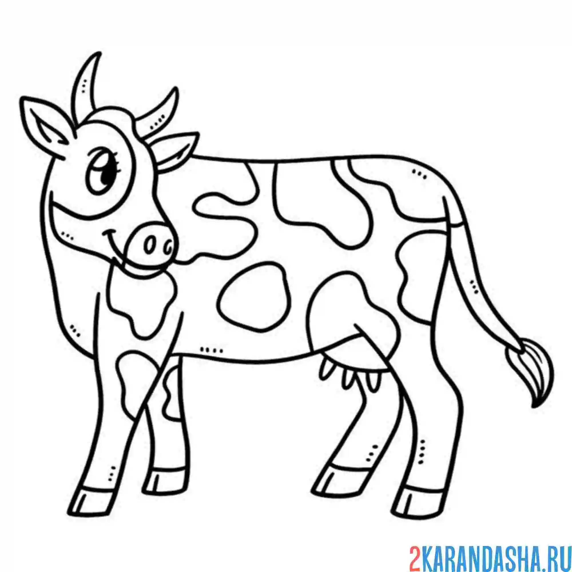 Раскраска корова чешется