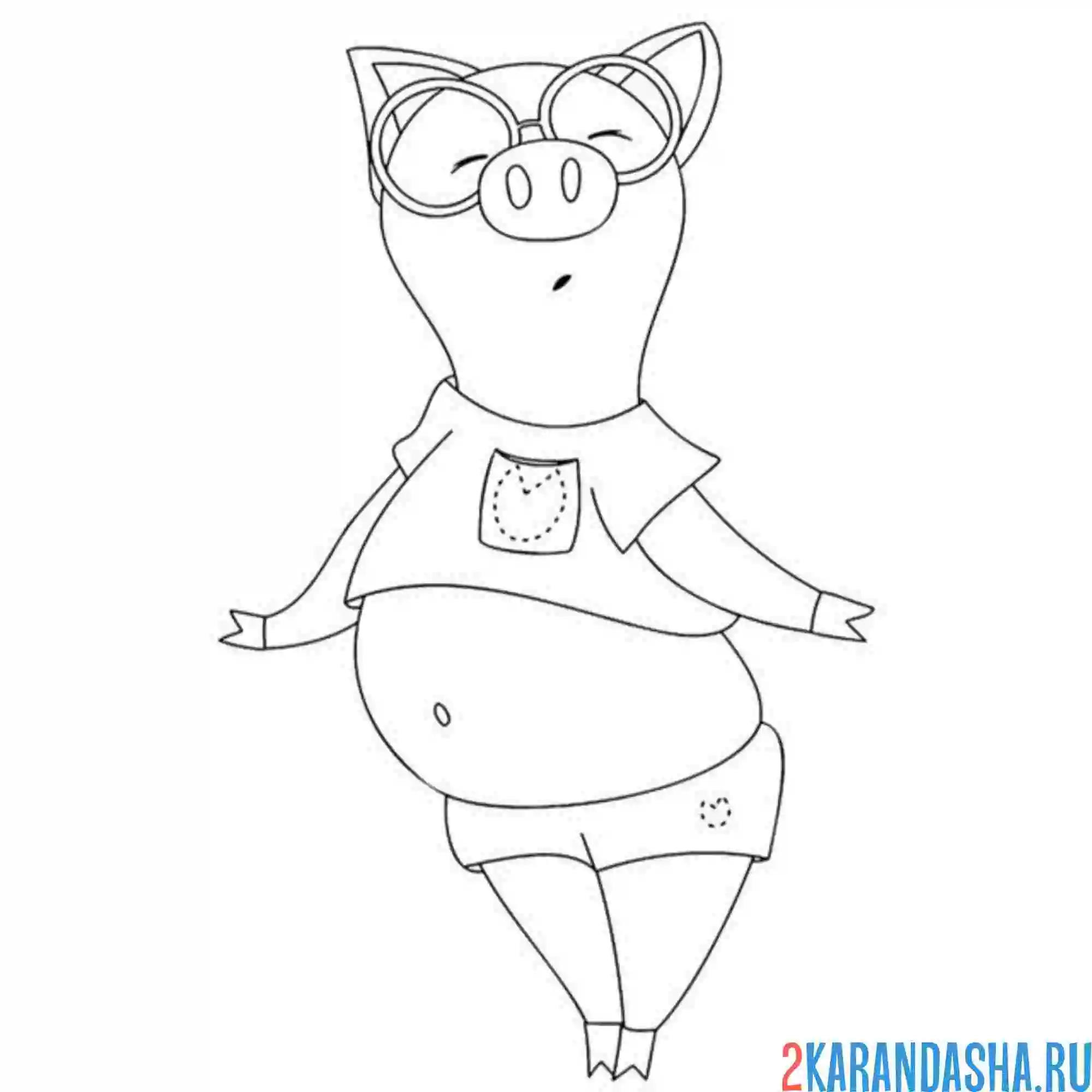 Раскраска свинья танцует