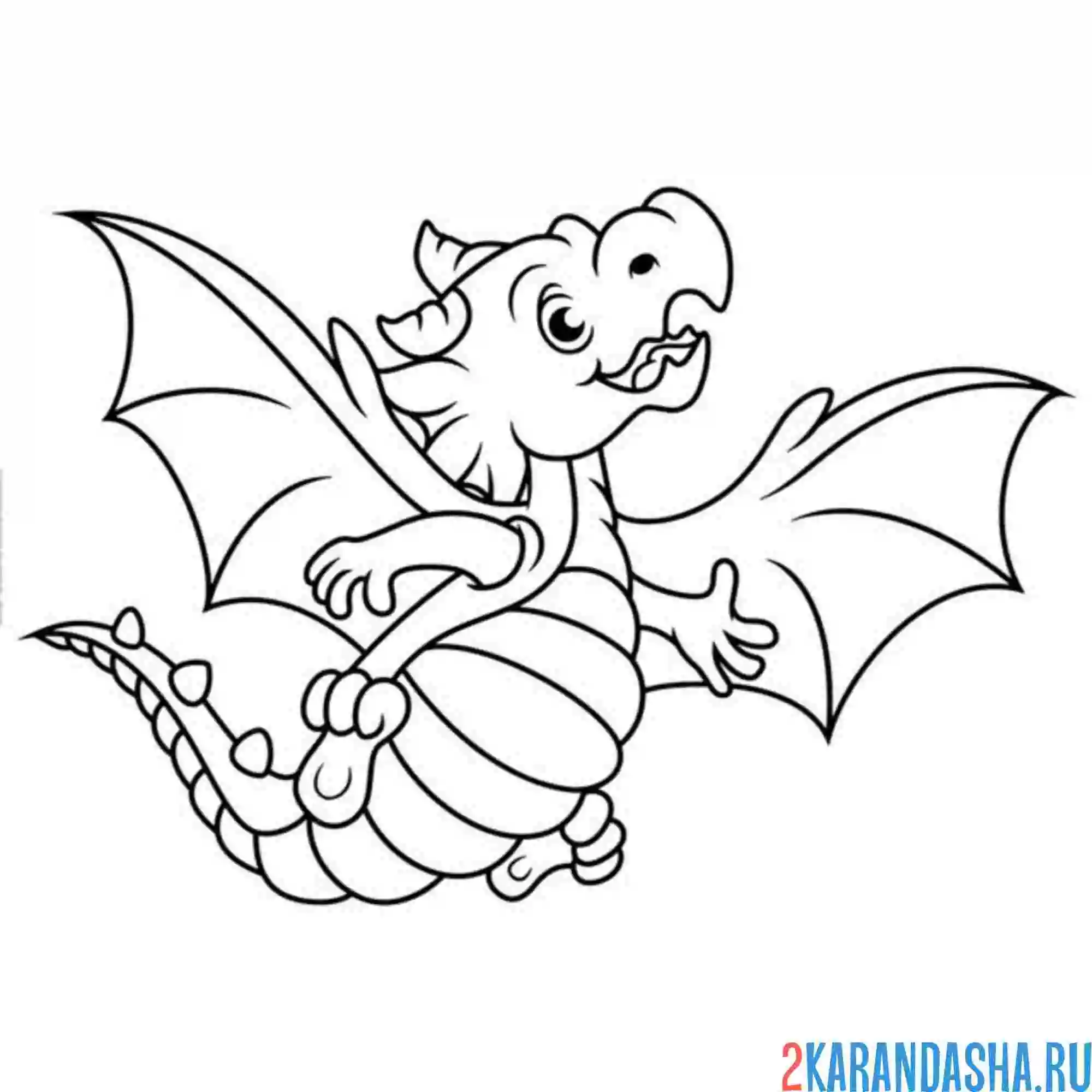 Раскраска дракон в полете
