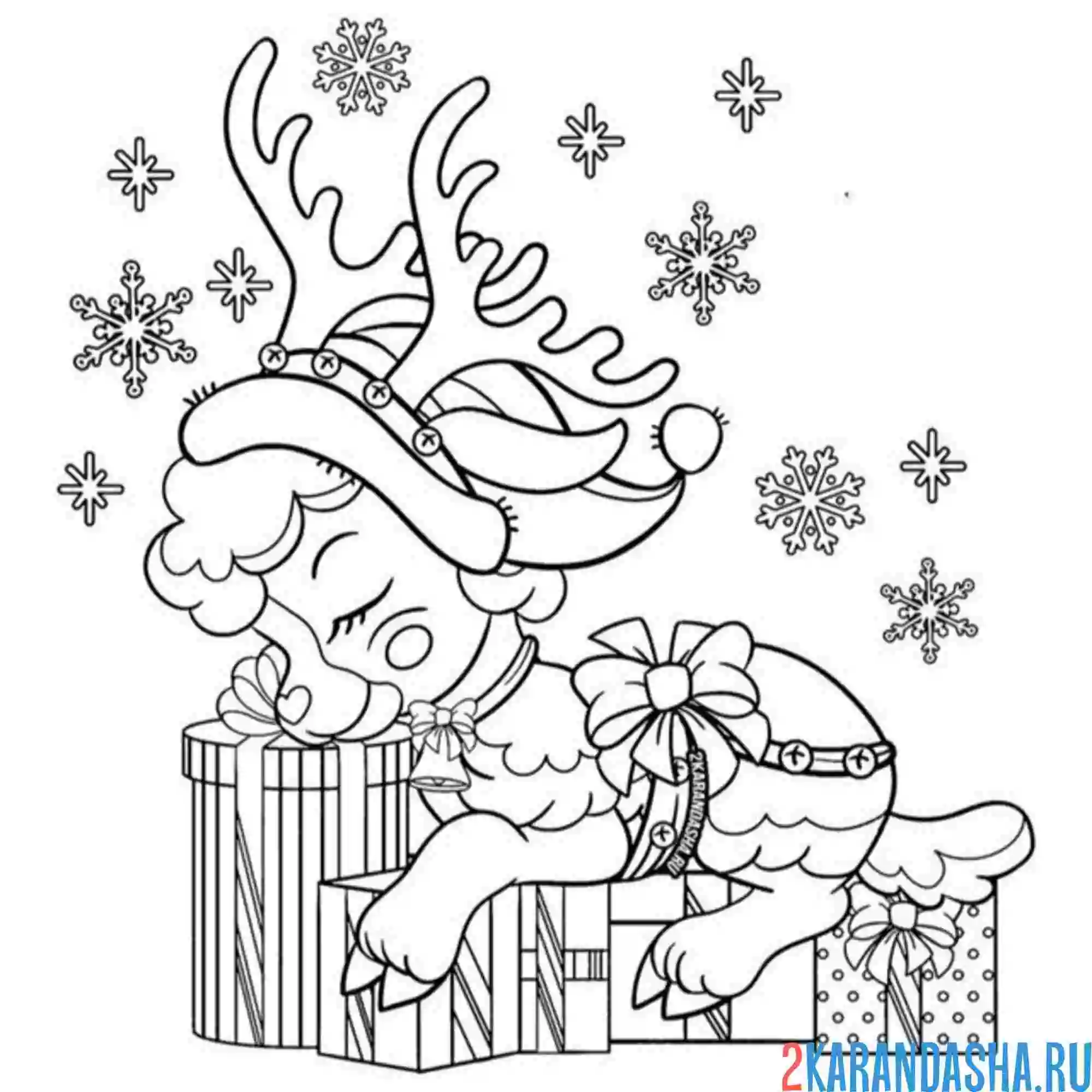 Раскраска новогодняя овечка