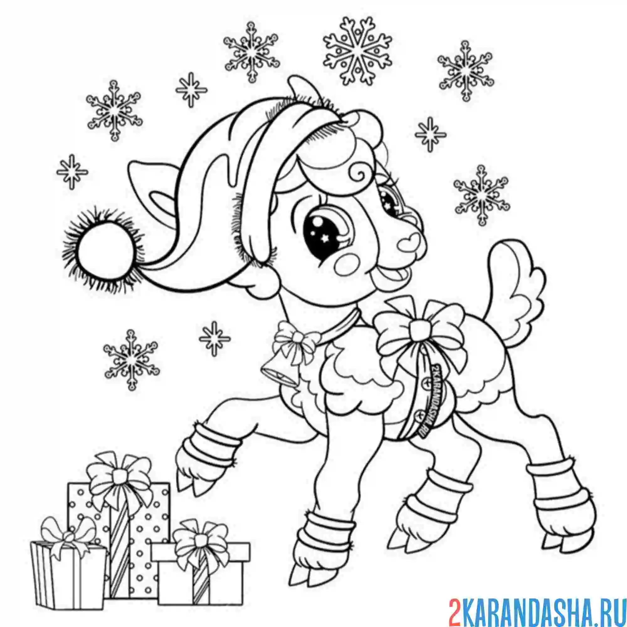 Раскраска овечка в колпаке