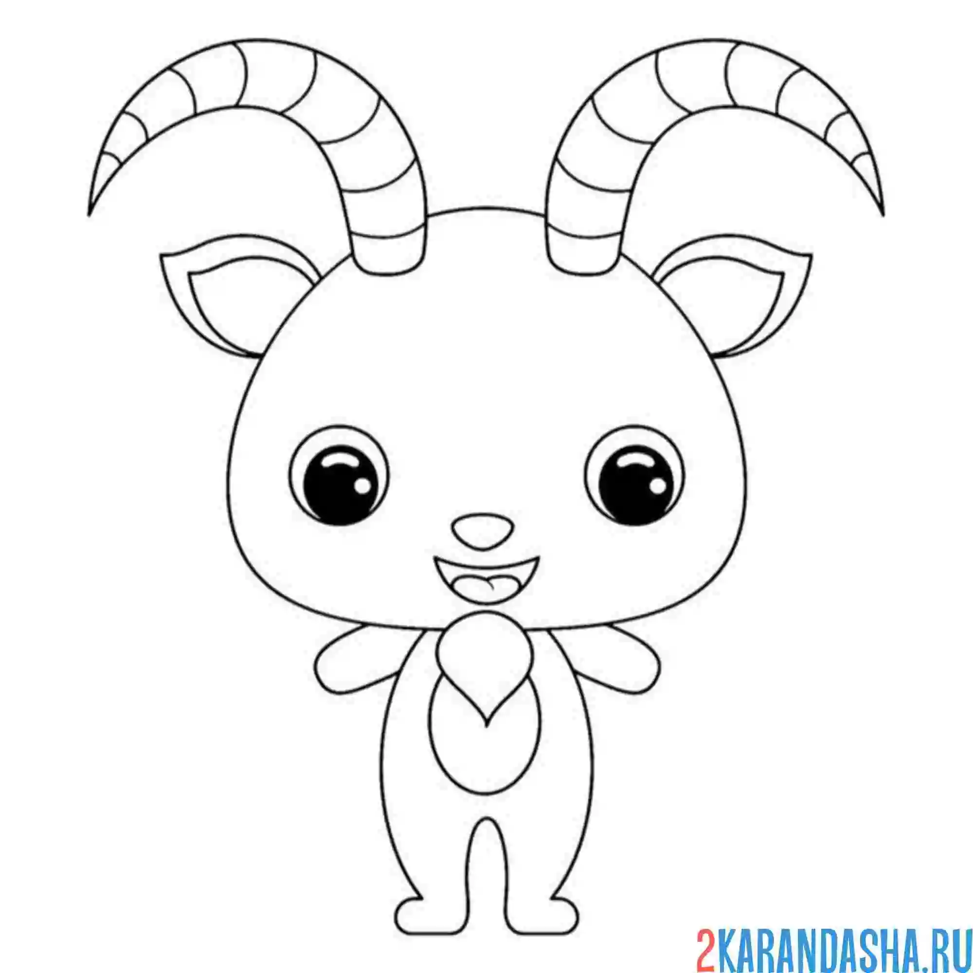 Раскраска мультяшный козлик