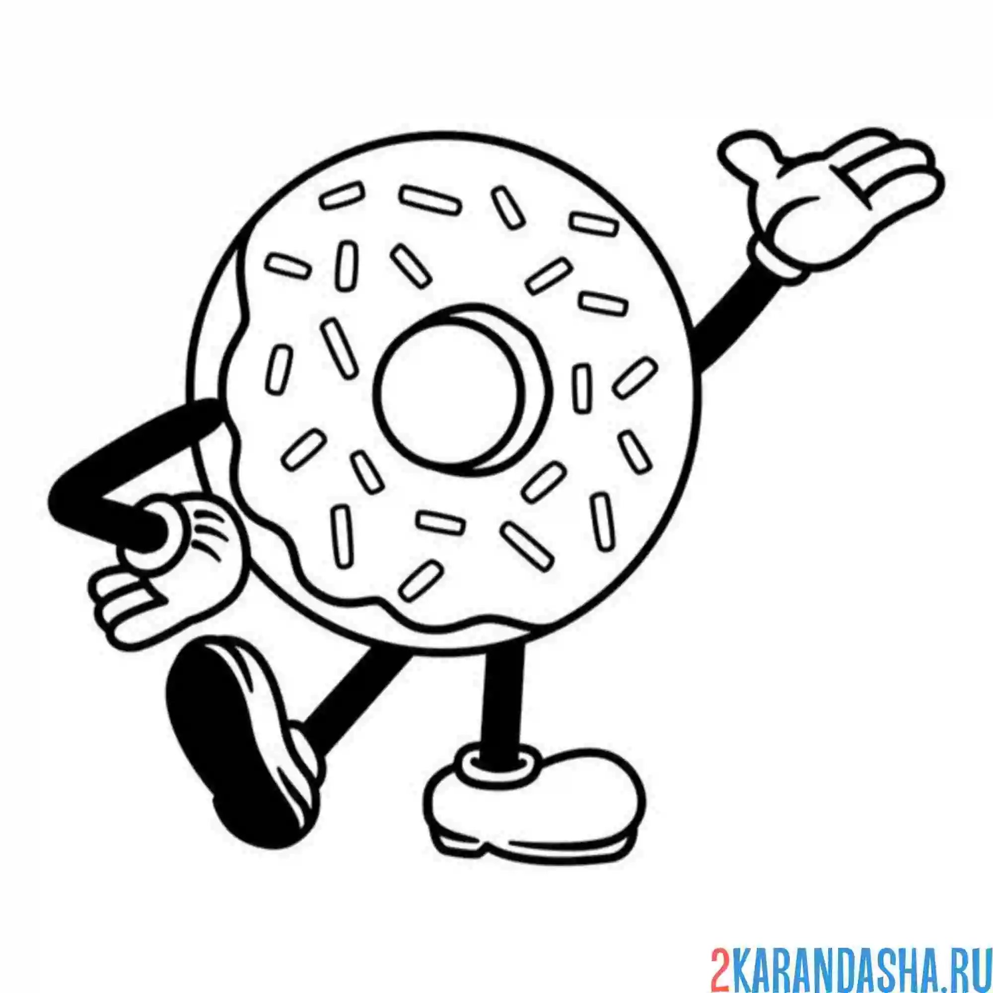 Раскраска пончик с ногами
