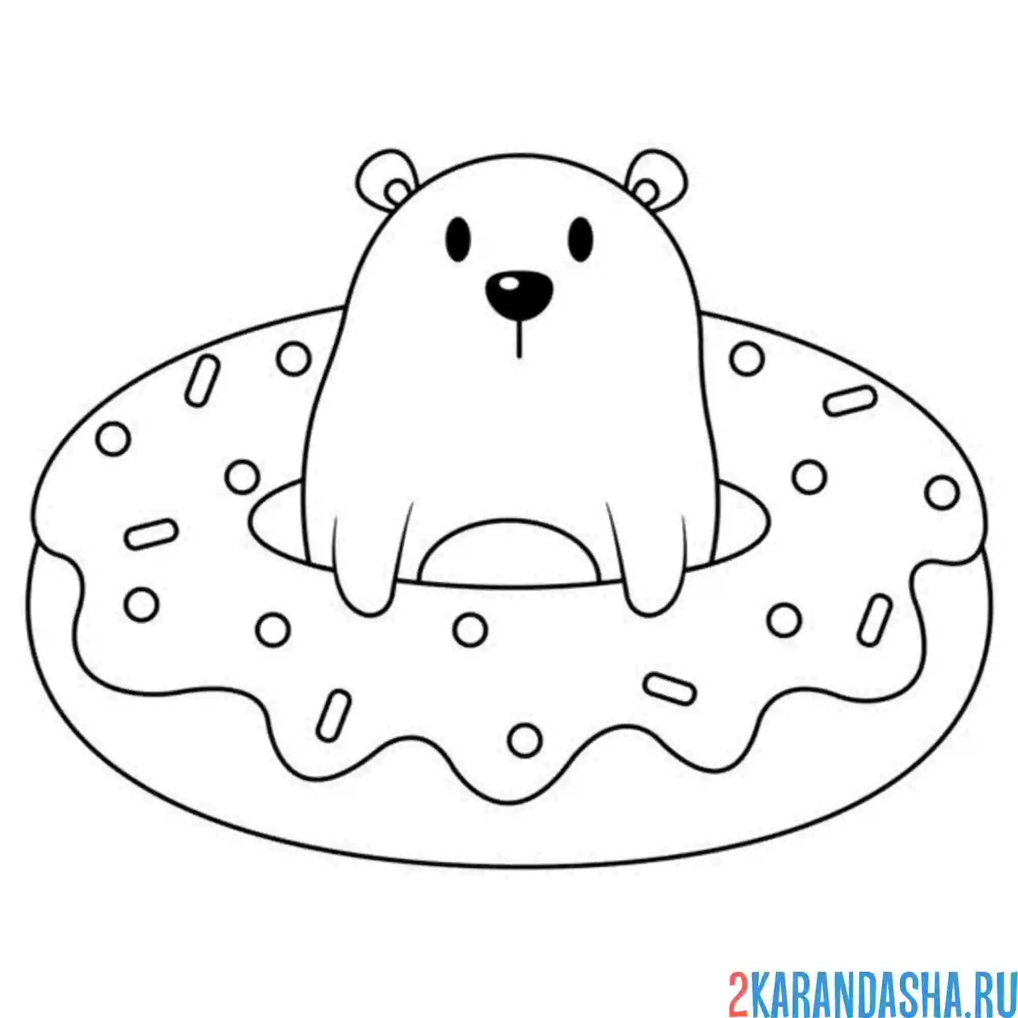 Раскраска мишка и пончик