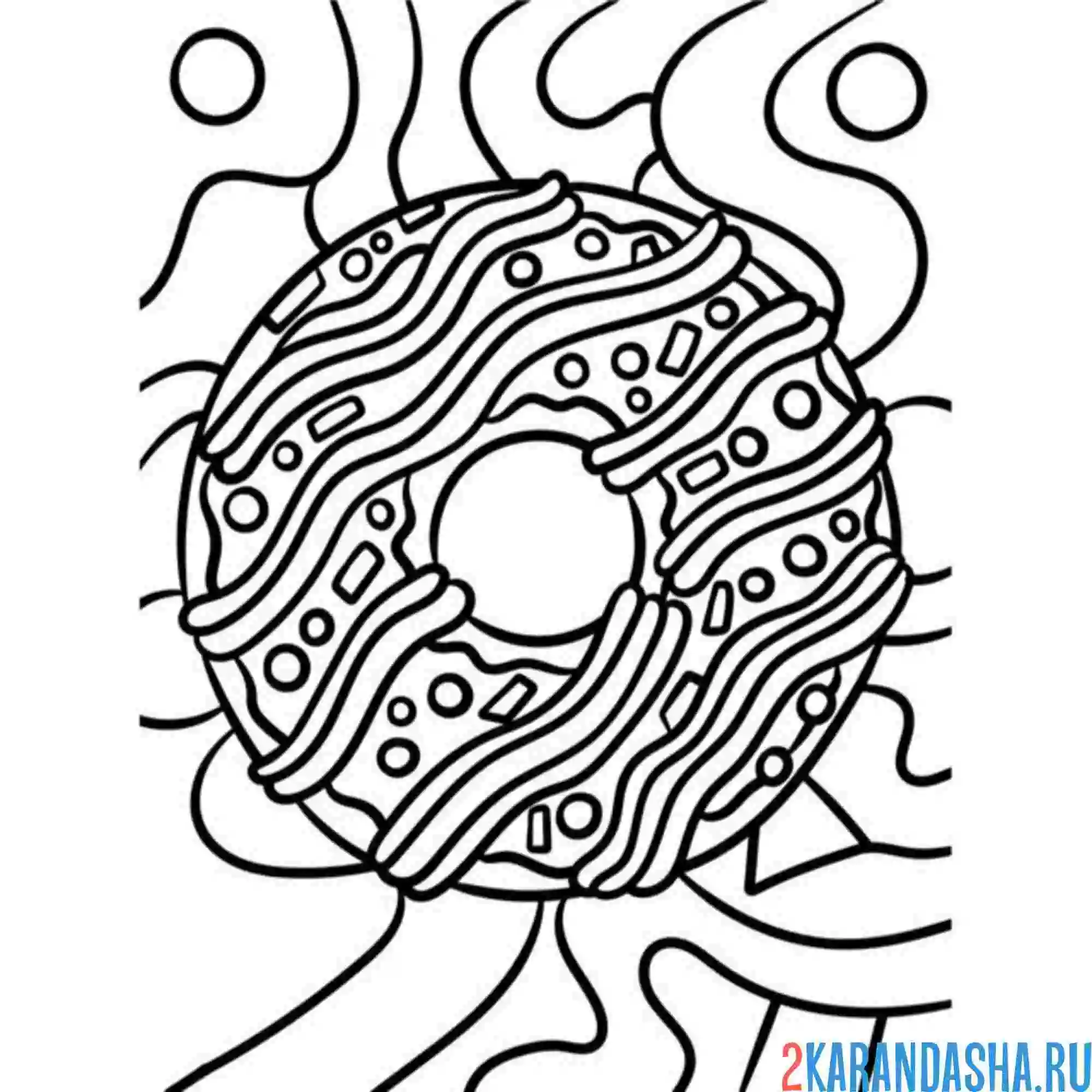 Раскраска пончик антистресс