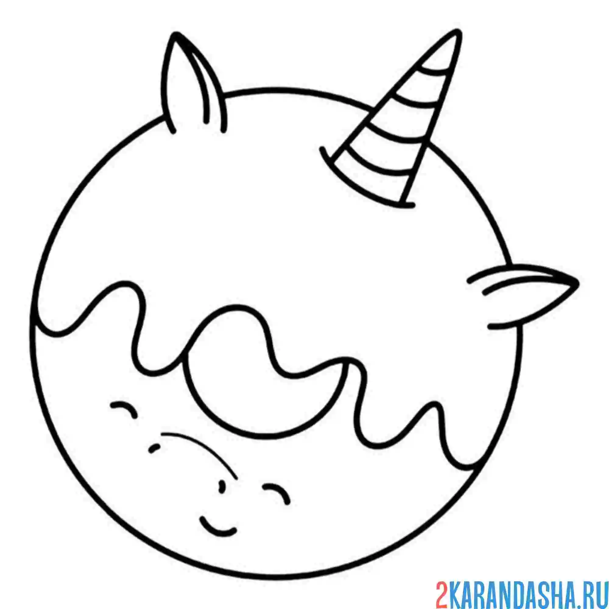 Раскраска пончик-единорожка