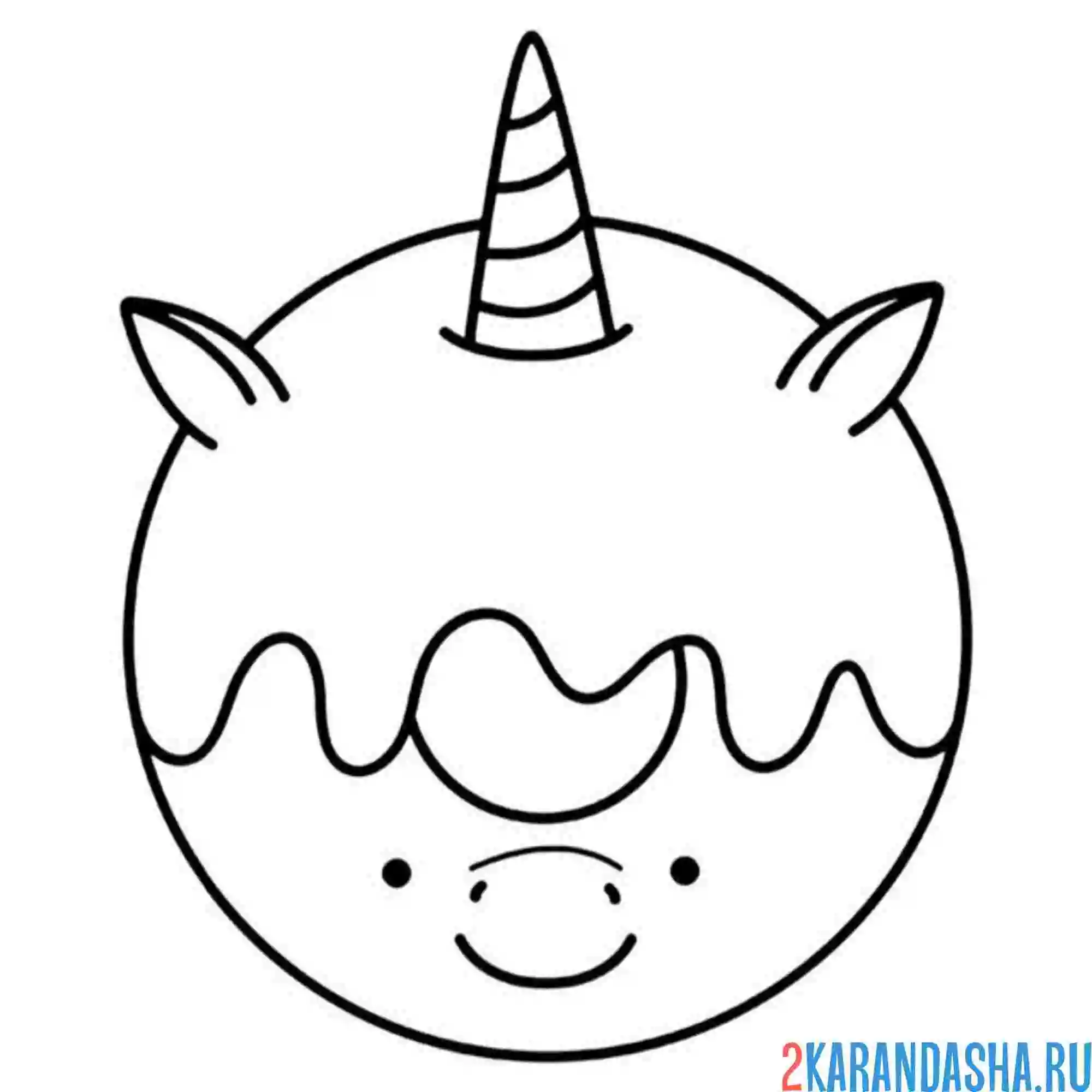 Раскраска пончик-единорог