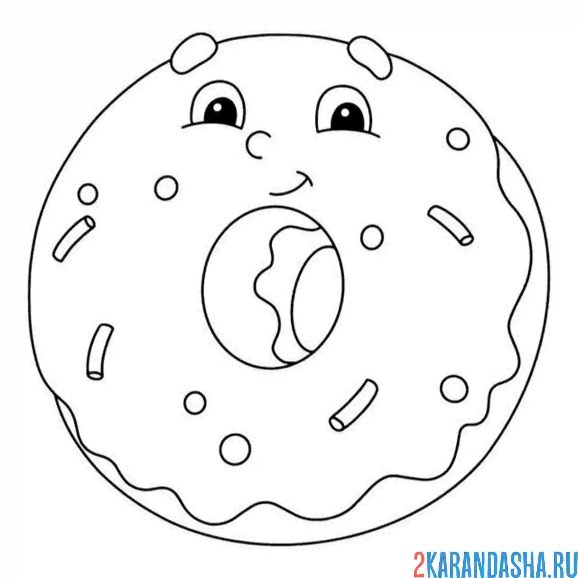 Раскраска пончик с глазками