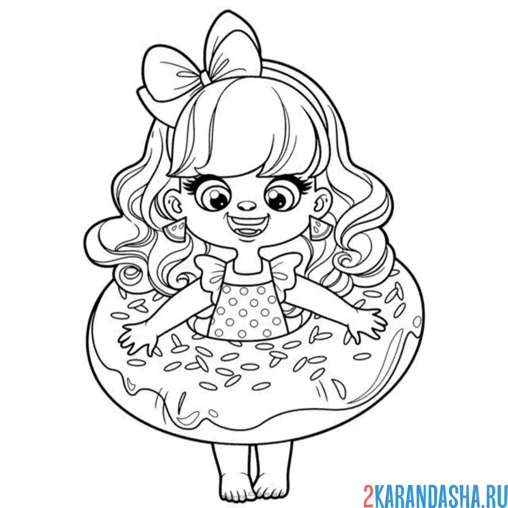 Раскраска девочка и круг пончик