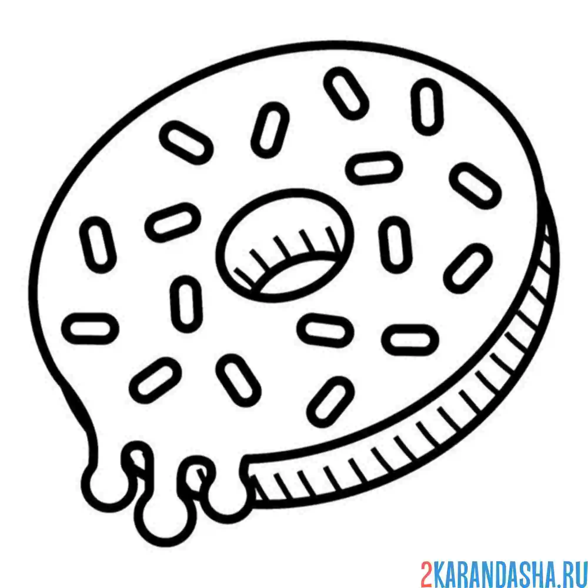 Раскраска пончик облитый шоколадом