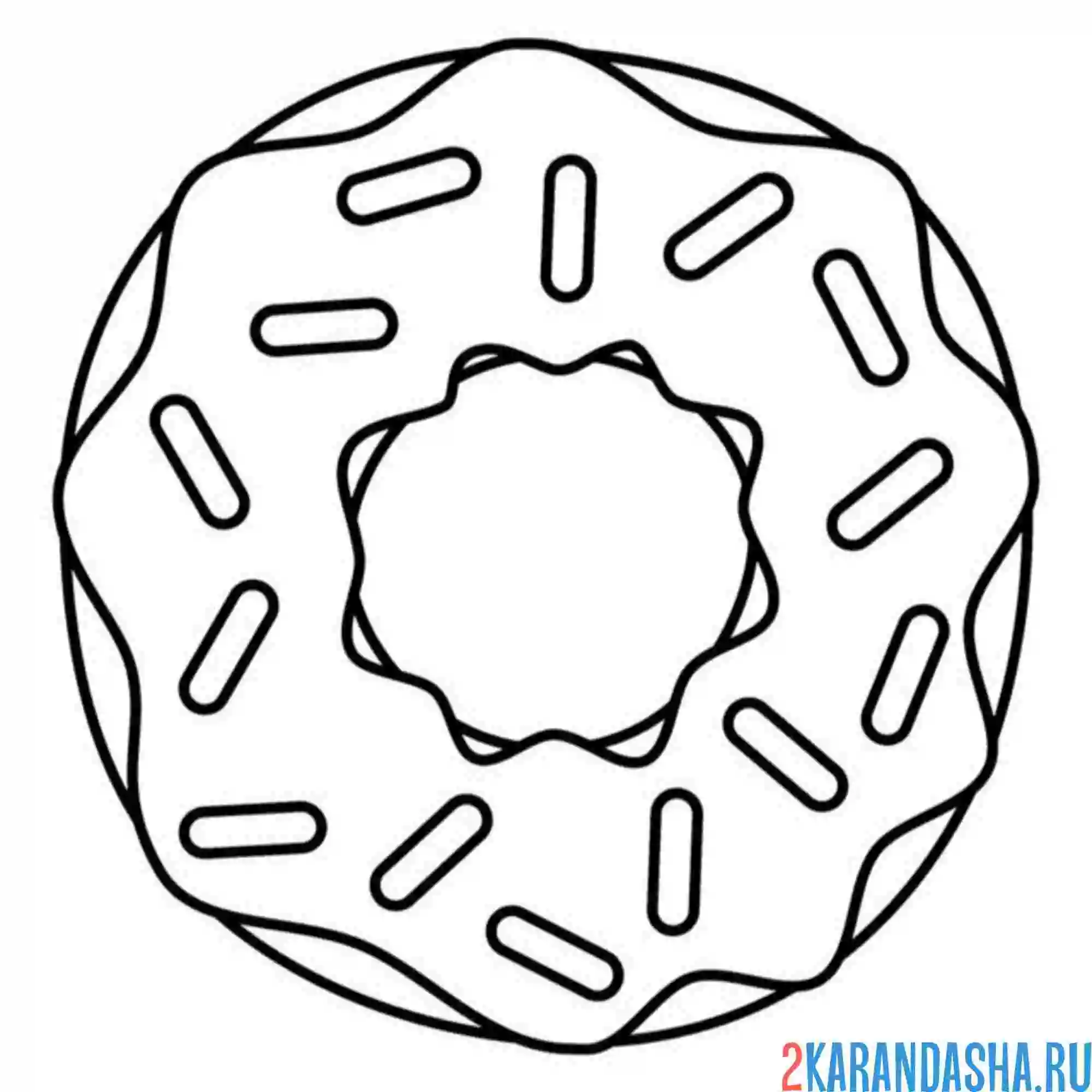 Раскраска пончик вид прямо