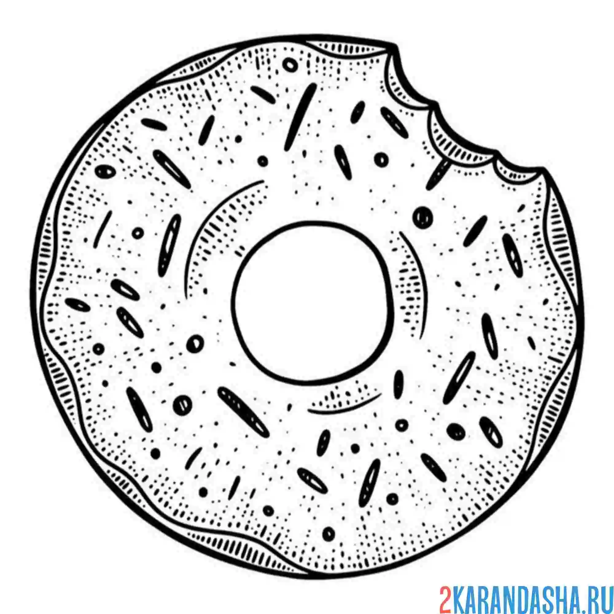 Раскраска откушенный пончик