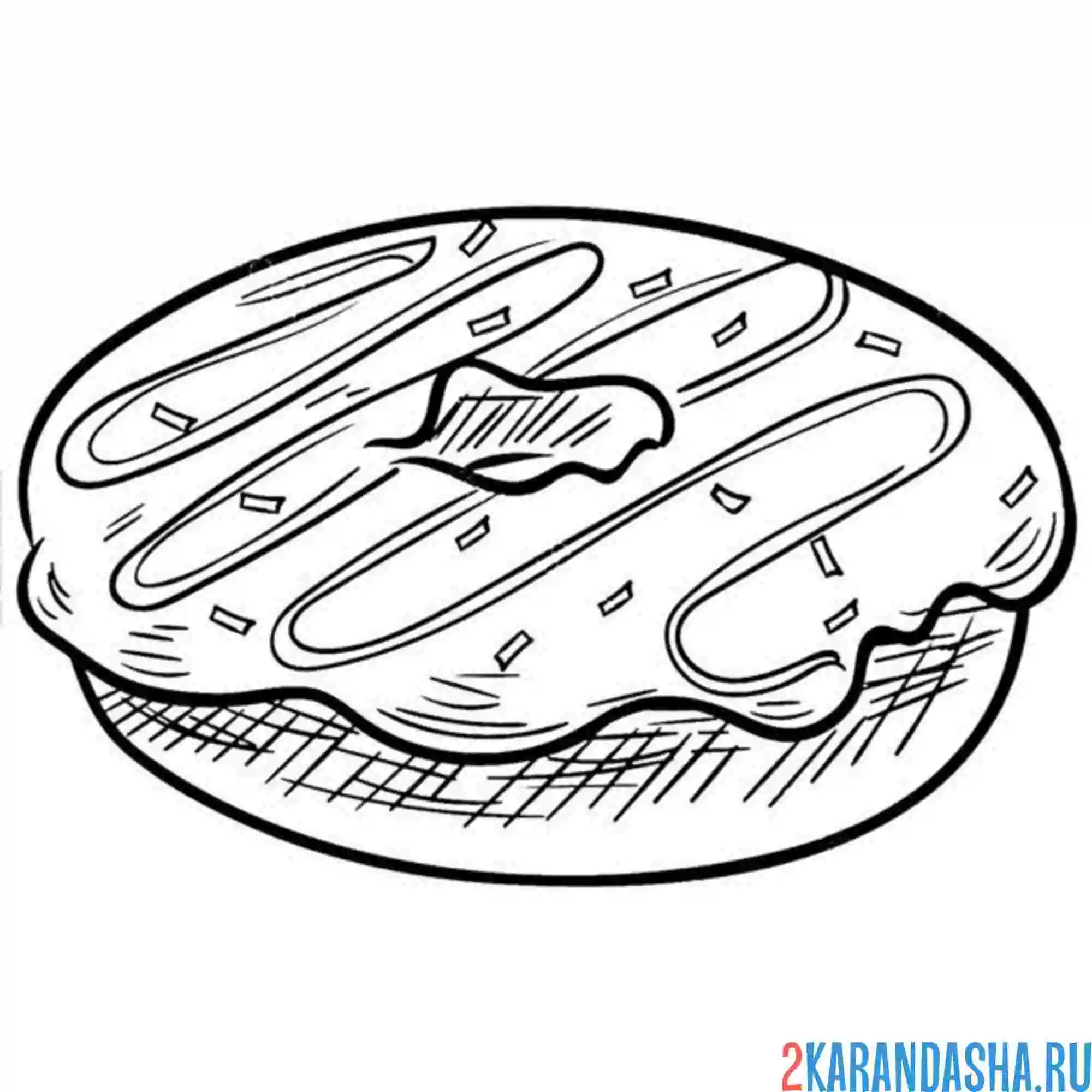 Раскраска пончик с помадкой