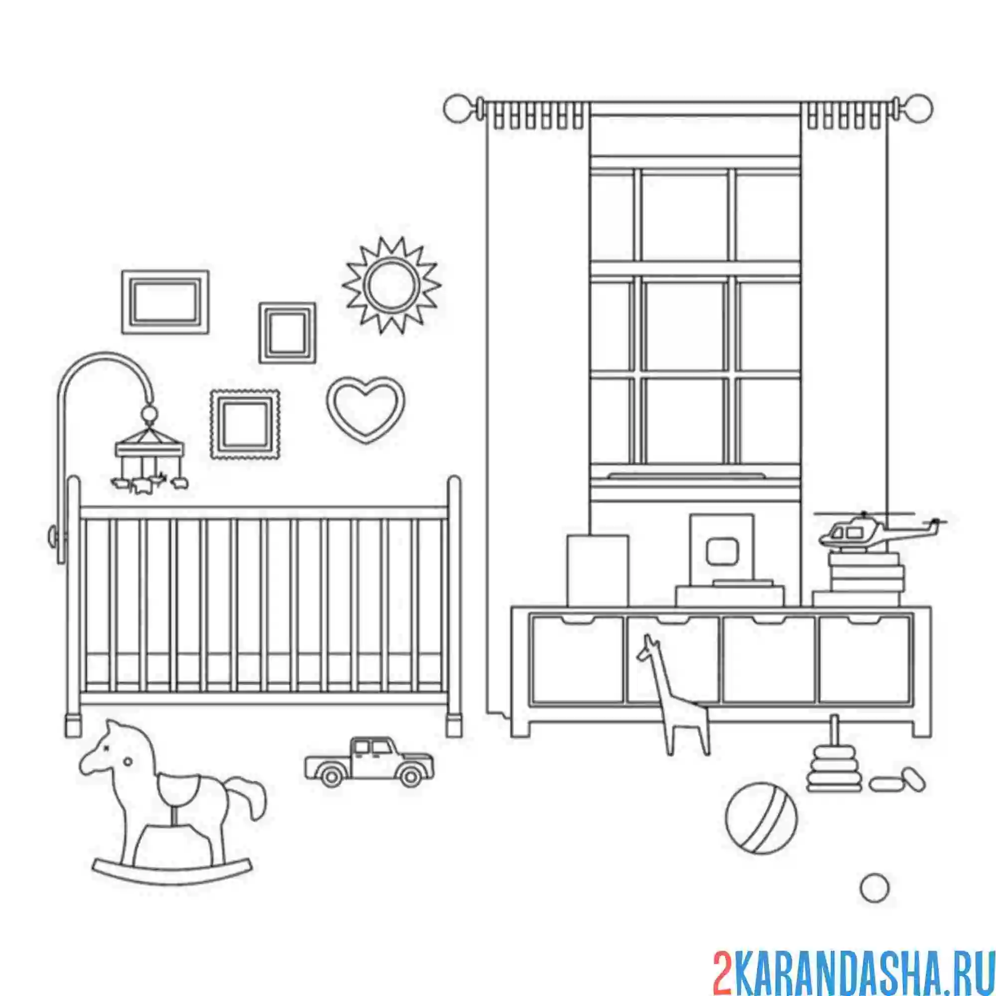 Раскраска мебель в детской